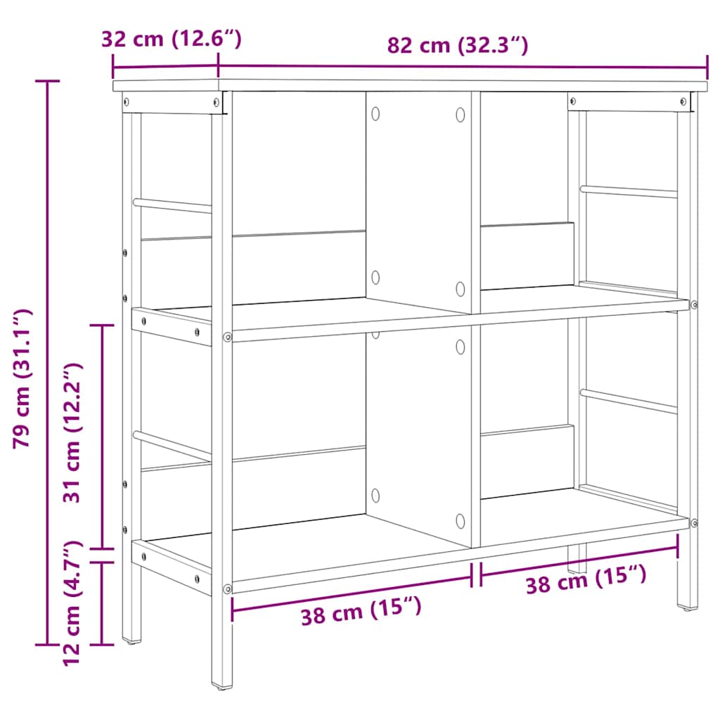 Étagère Gris Sonoma 82 x 32 x 79 cm Bois d'ingénierie - XIOS