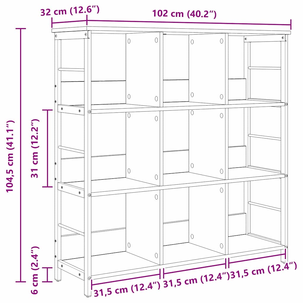 Étagère Chêne noir 102 x 32 x 104,5 cm Bois d'ingénierie - XIOS