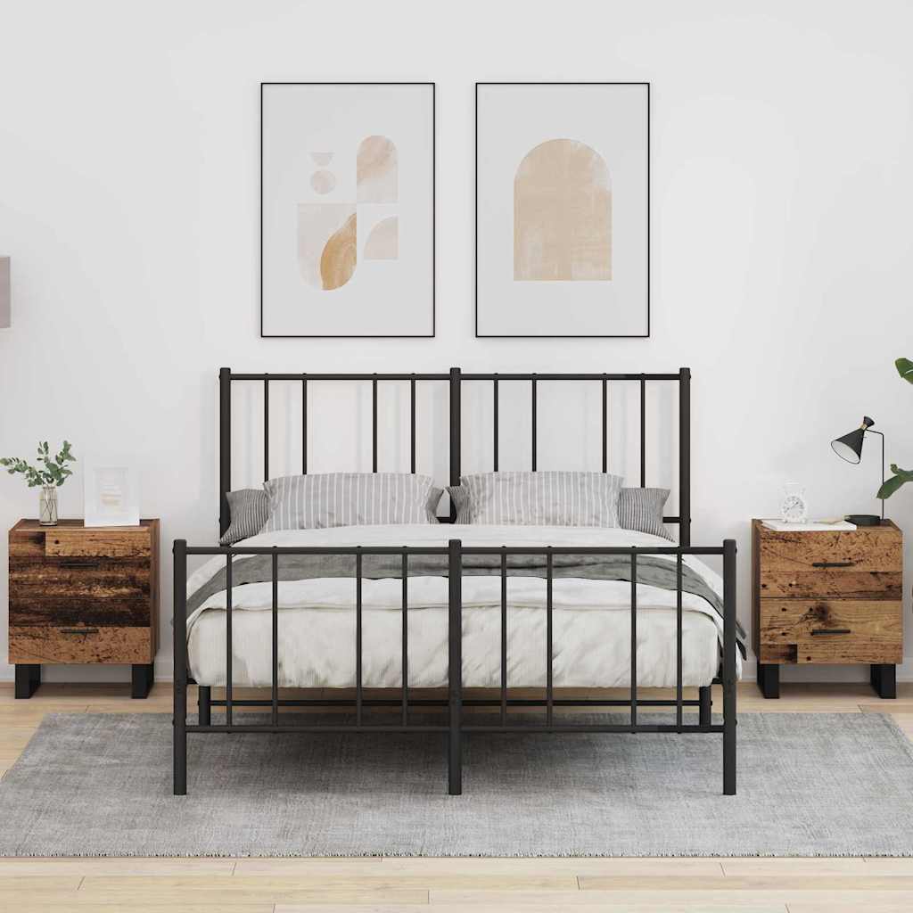 Cabinet de chevet 2 pcs Bois ancien et noir 40 x 35 x 47,5 cm