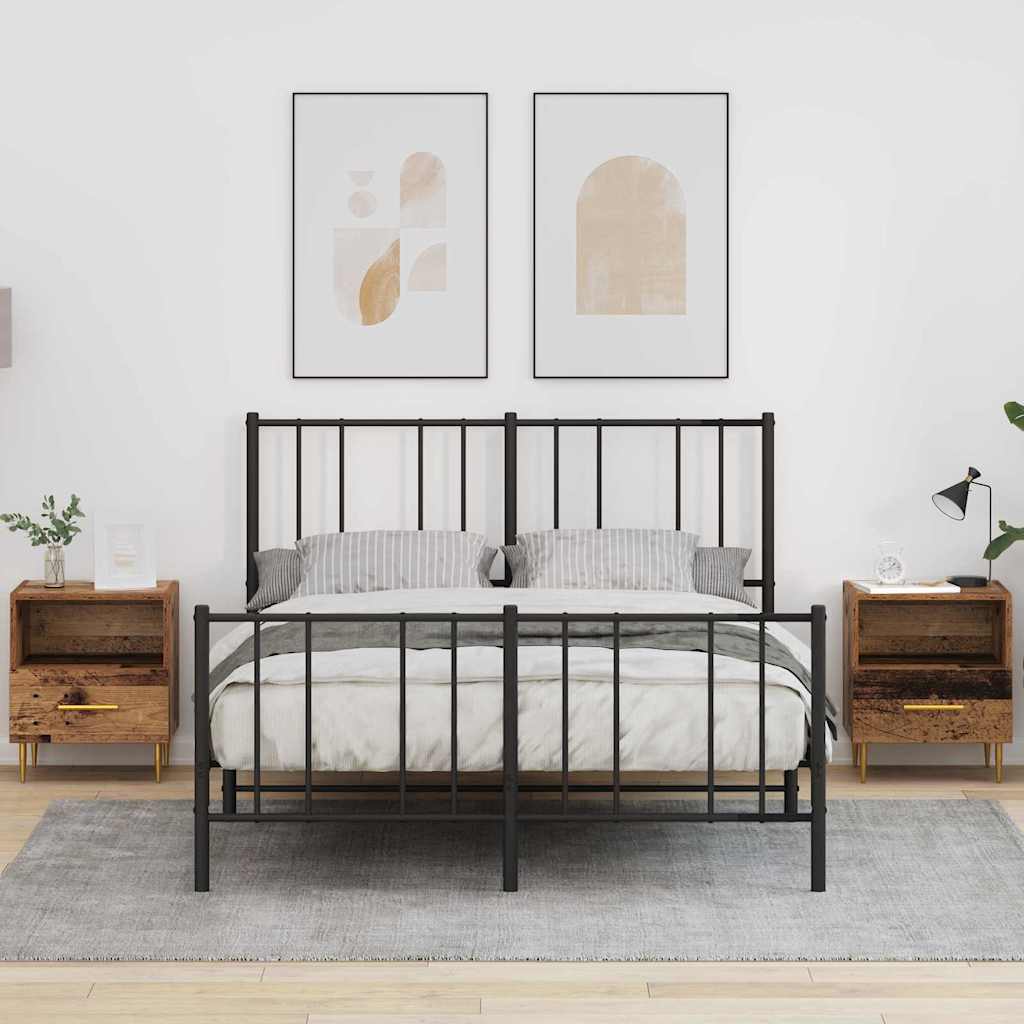 Table de chevet avec tiroir 2 pcs Bois ancien 40 x 35 x 47,5 cm