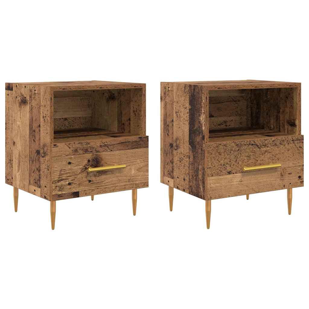 Table de chevet avec tiroir 2 pcs Bois ancien 40 x 35 x 47,5 cm - XIOS