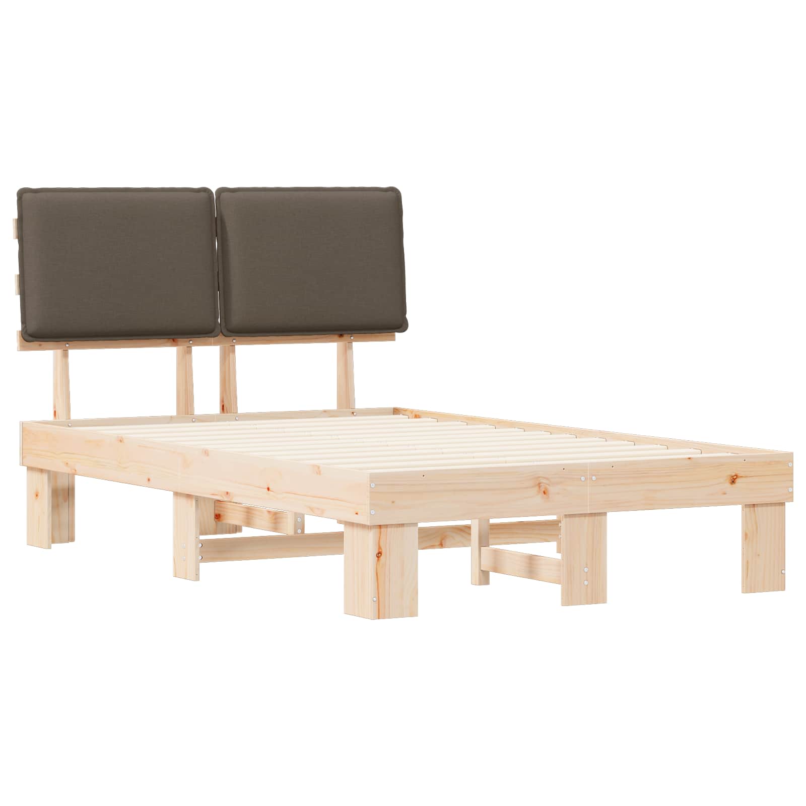 Cadre de lit avec tête de lit rembourrée Taupe 120 x 190 cm - XIOS