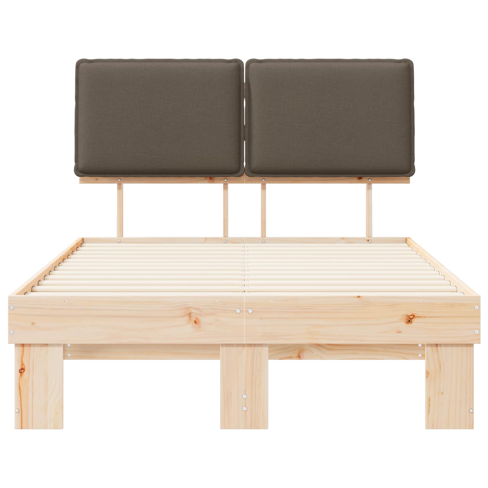 Cadre de lit avec tête de lit rembourrée Taupe 120 x 190 cm - XIOS