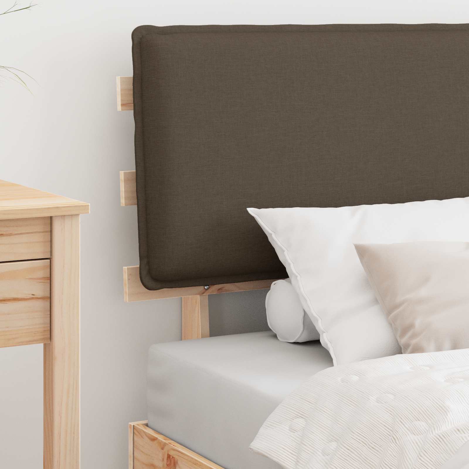 Cadre de lit avec tête de lit rembourrée Taupe 90 x 200 cm - XIOS