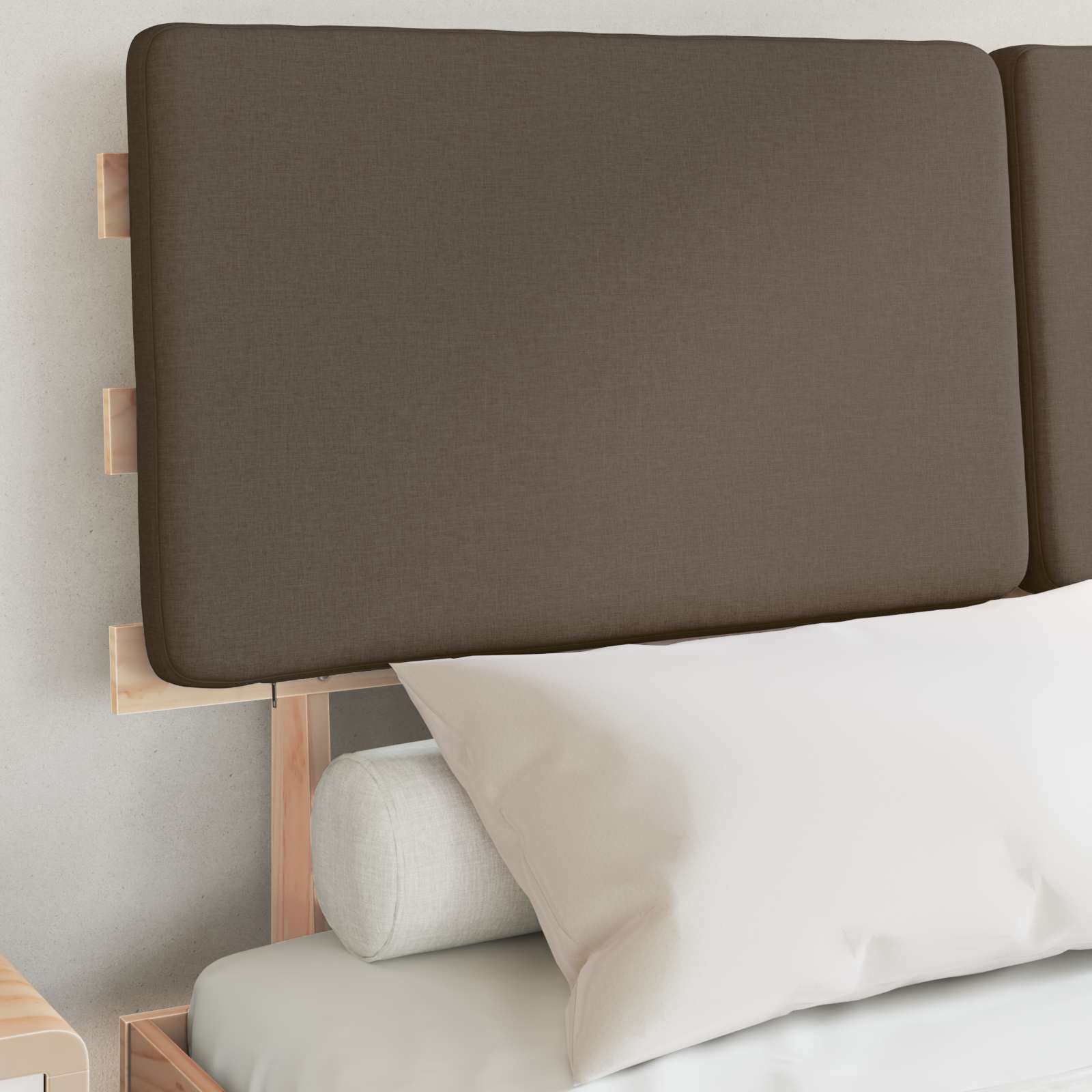Cadre de lit avec tête de lit rembourrée Taupe 150 x 200 cm - XIOS