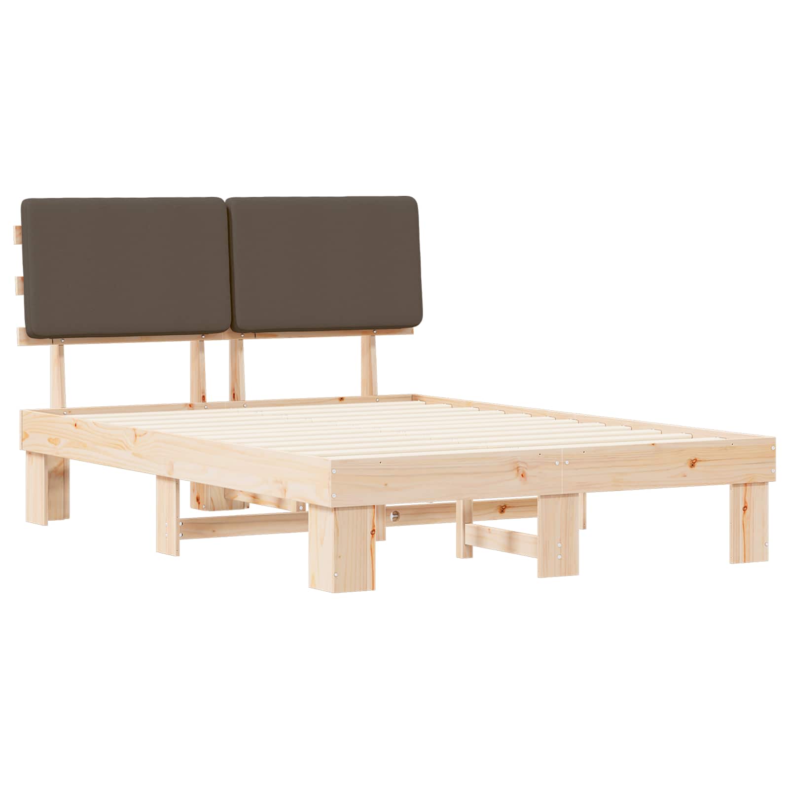 Cadre de lit avec tête de lit rembourrée Taupe 150 x 200 cm - XIOS