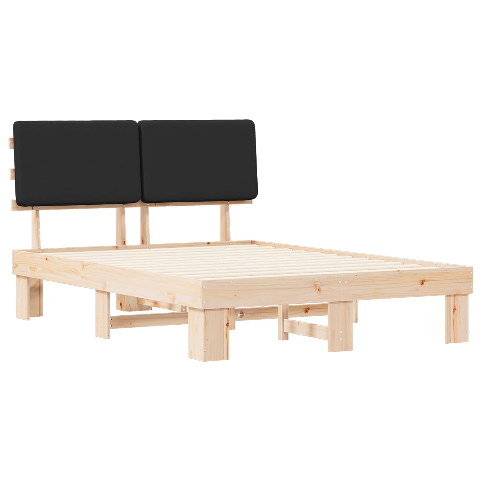 Cadre de lit avec tête de lit rembourrée Noir 140 x 190 cm - XIOS