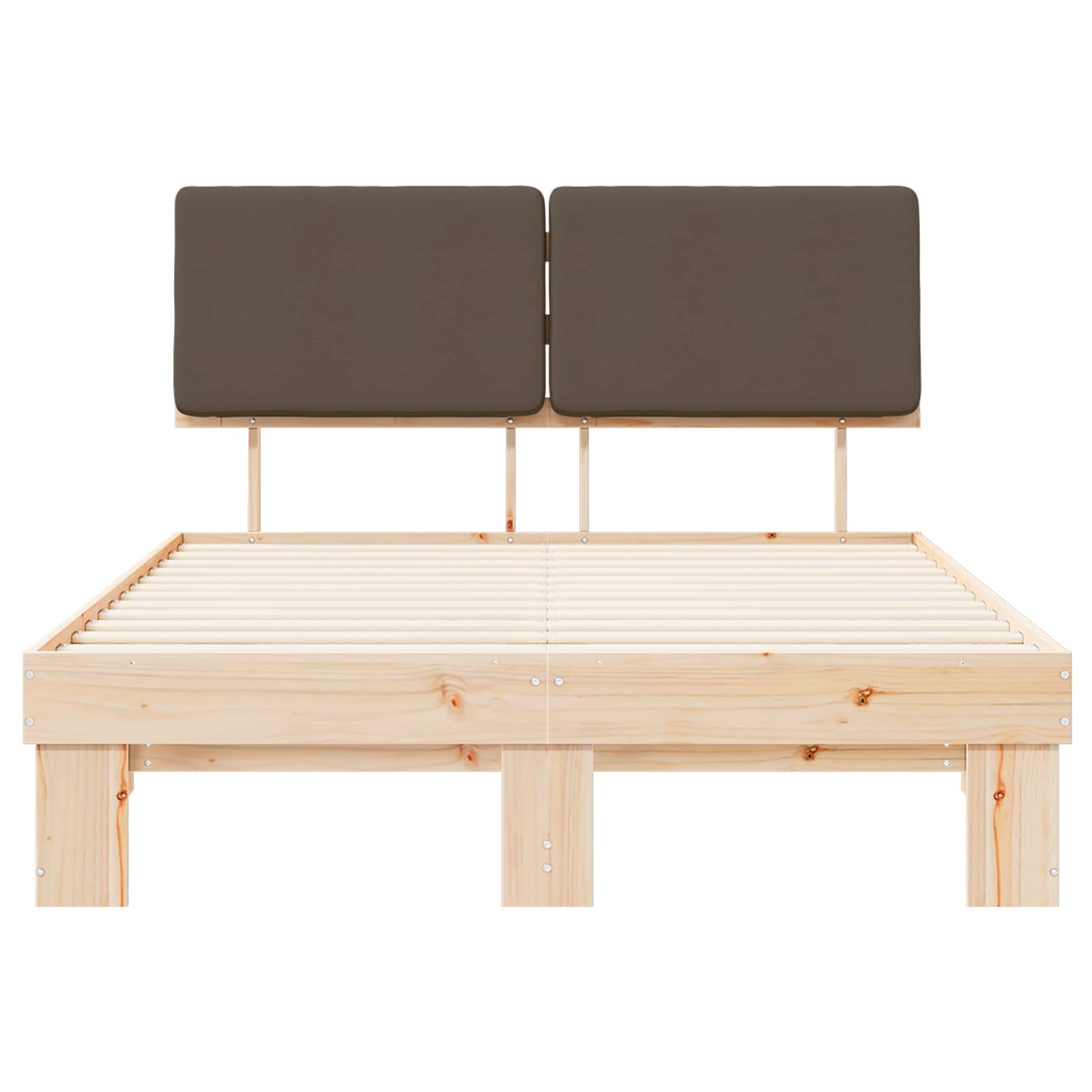Cadre de lit avec tête de lit rembourrée Taupe 135 x 190 cm - XIOS