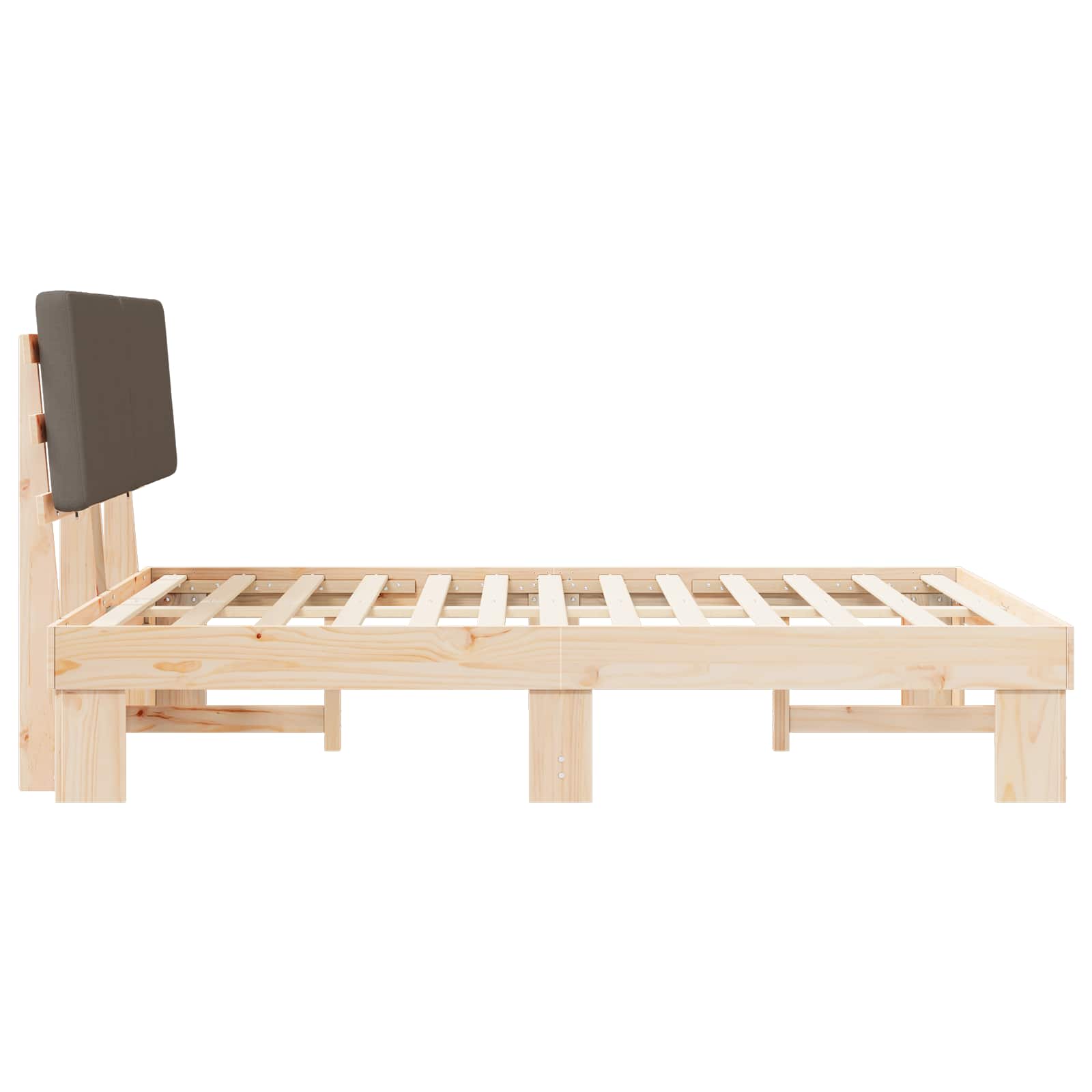 Cadre de lit avec tête de lit rembourrée Taupe 135 x 190 cm - XIOS