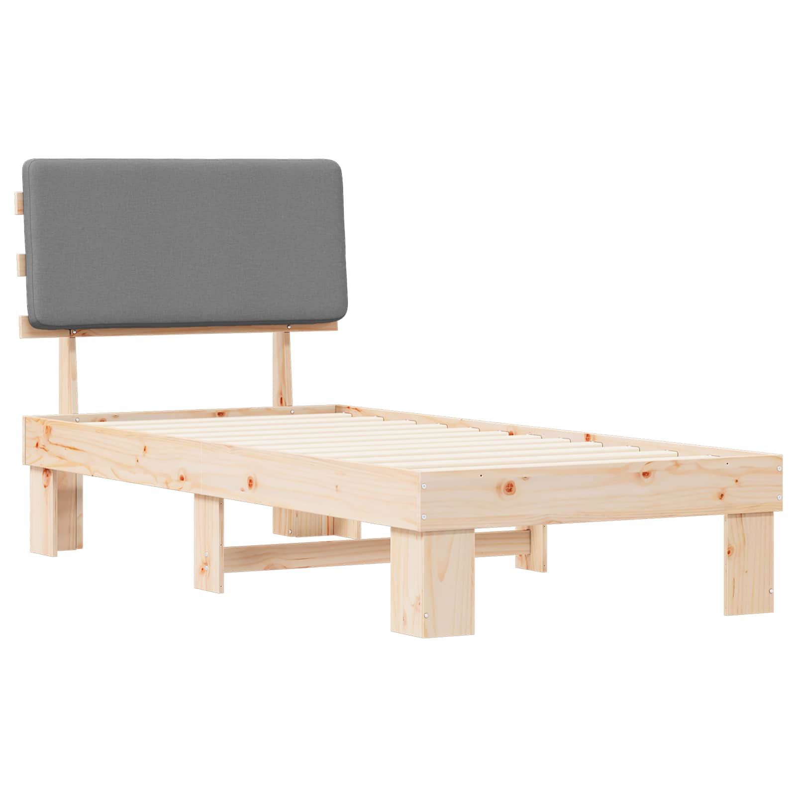 Cadre de lit avec tête de lit rembourrée Gris clair 75 x 190 cm - XIOS
