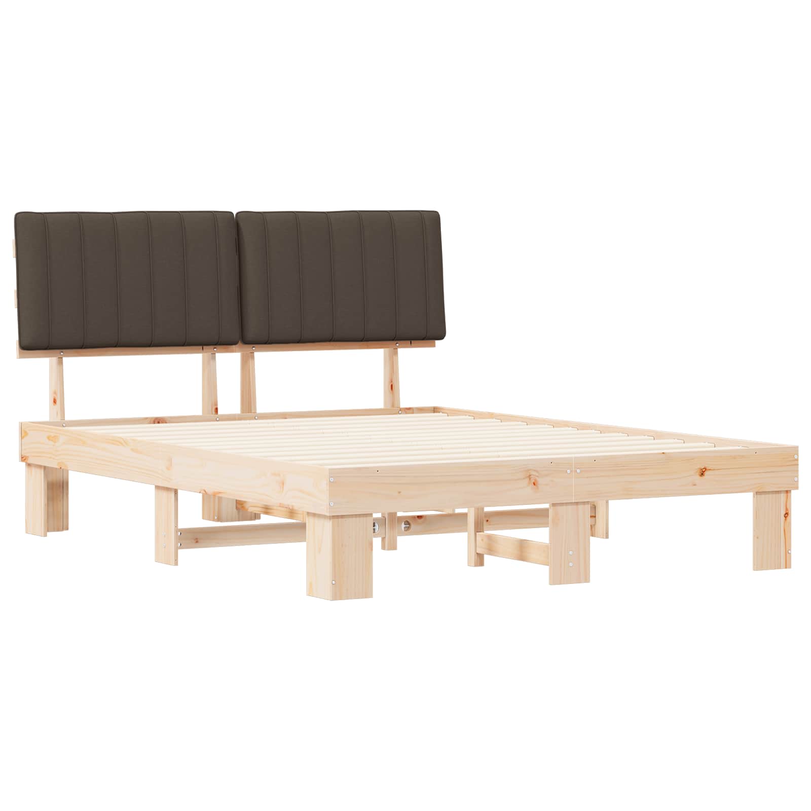 Cadre de lit avec tête de lit rembourrée Taupe 160 x 200 cm - XIOS
