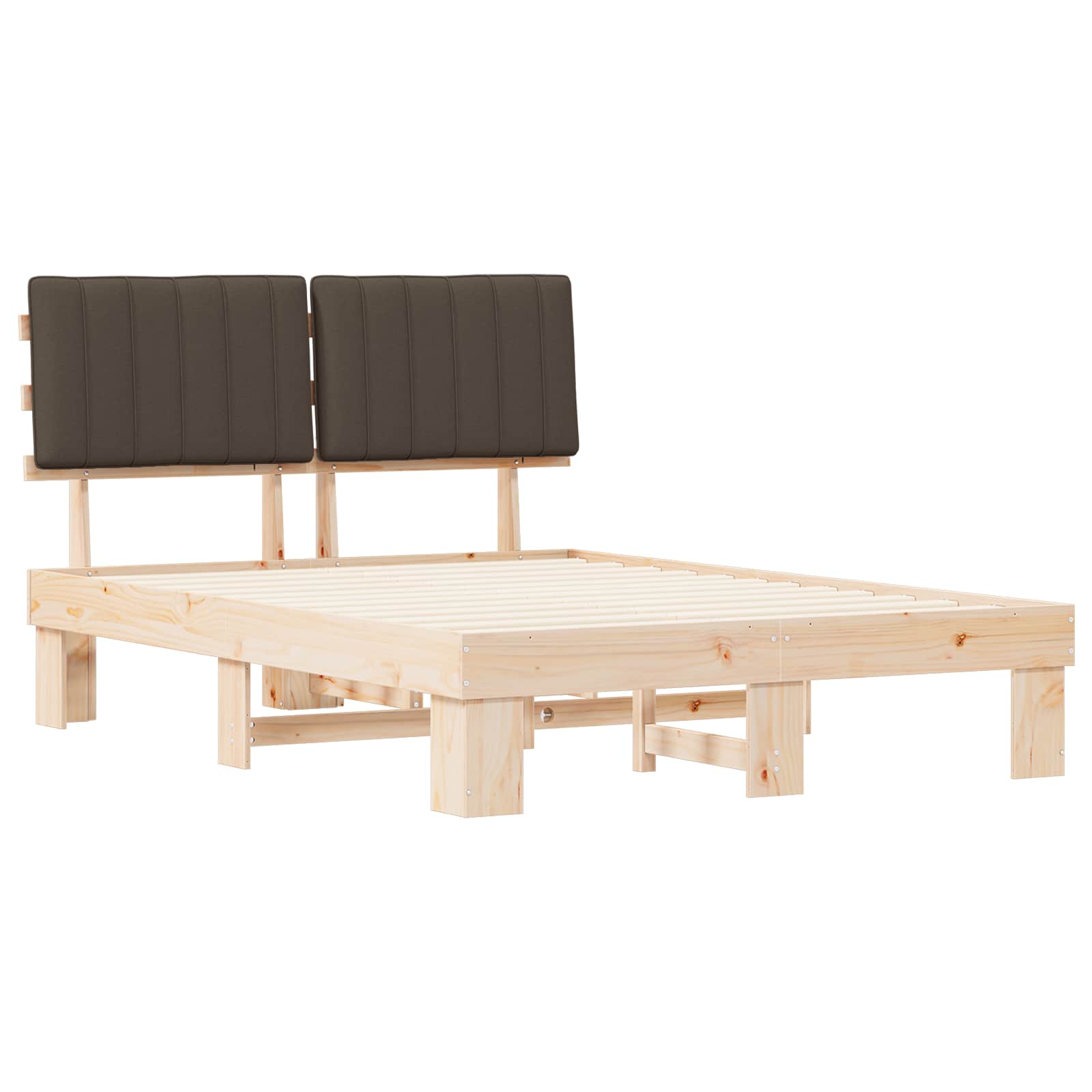 Cadre de lit avec tête de lit rembourrée Taupe 140 x 190 cm - XIOS