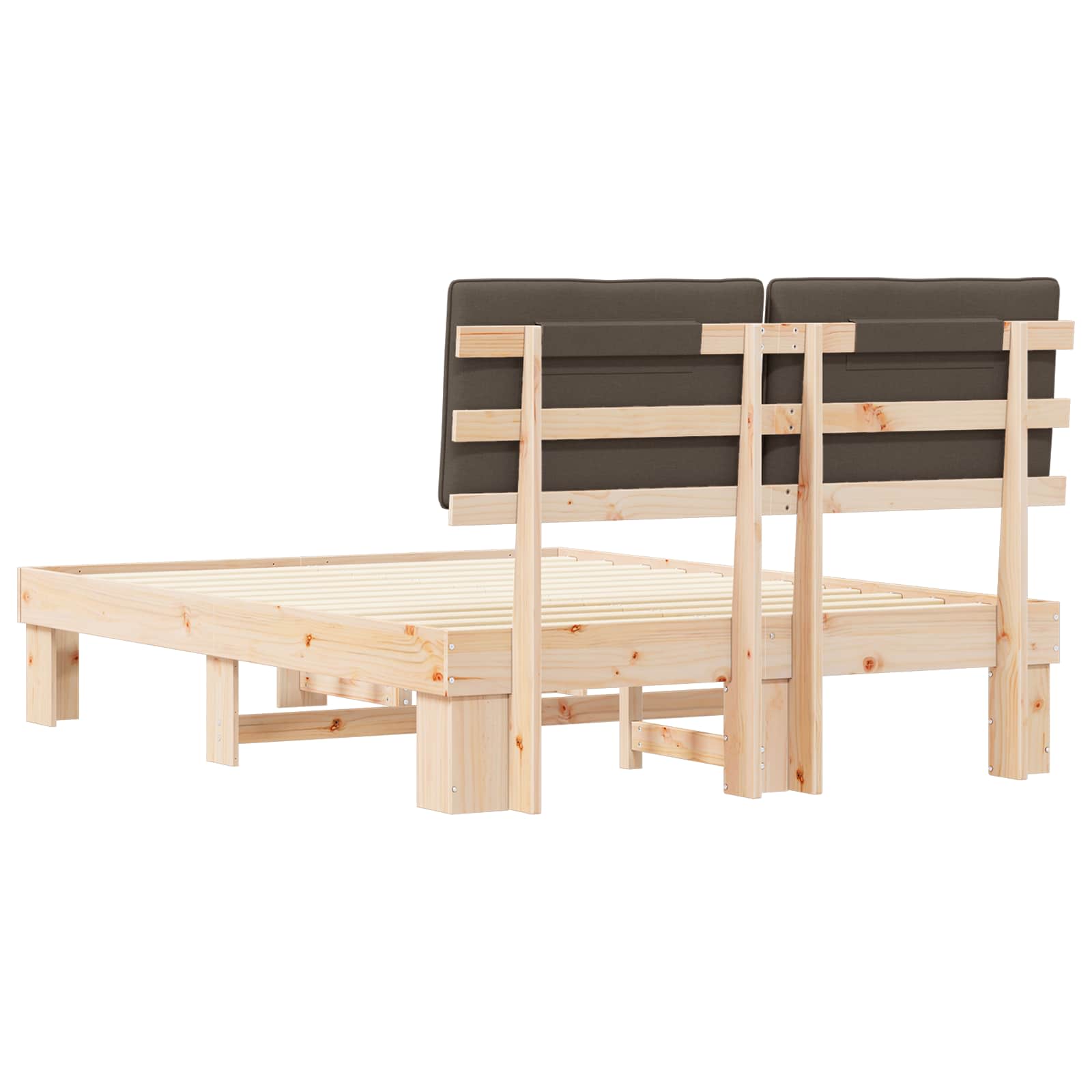 Cadre de lit avec tête de lit rembourrée Taupe 140 x 190 cm - XIOS