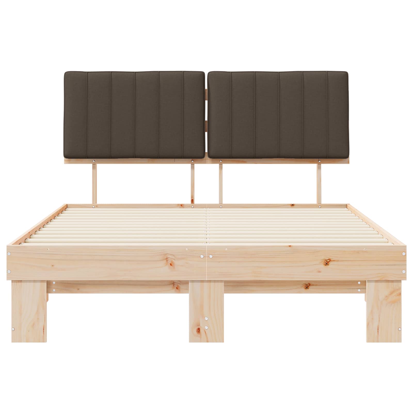 Cadre de lit avec tête de lit rembourrée Taupe 135 x 190 cm - XIOS
