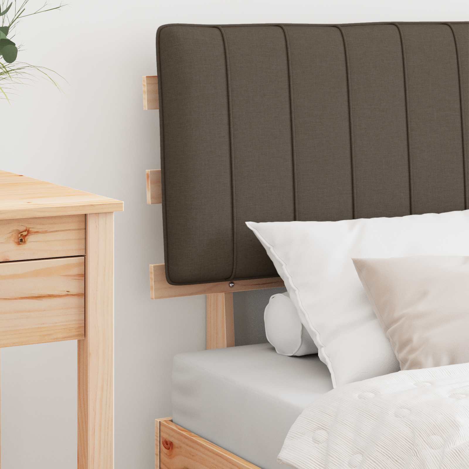 Cadre de lit avec tête de lit rembourrée Taupe 75 x 190 cm - XIOS
