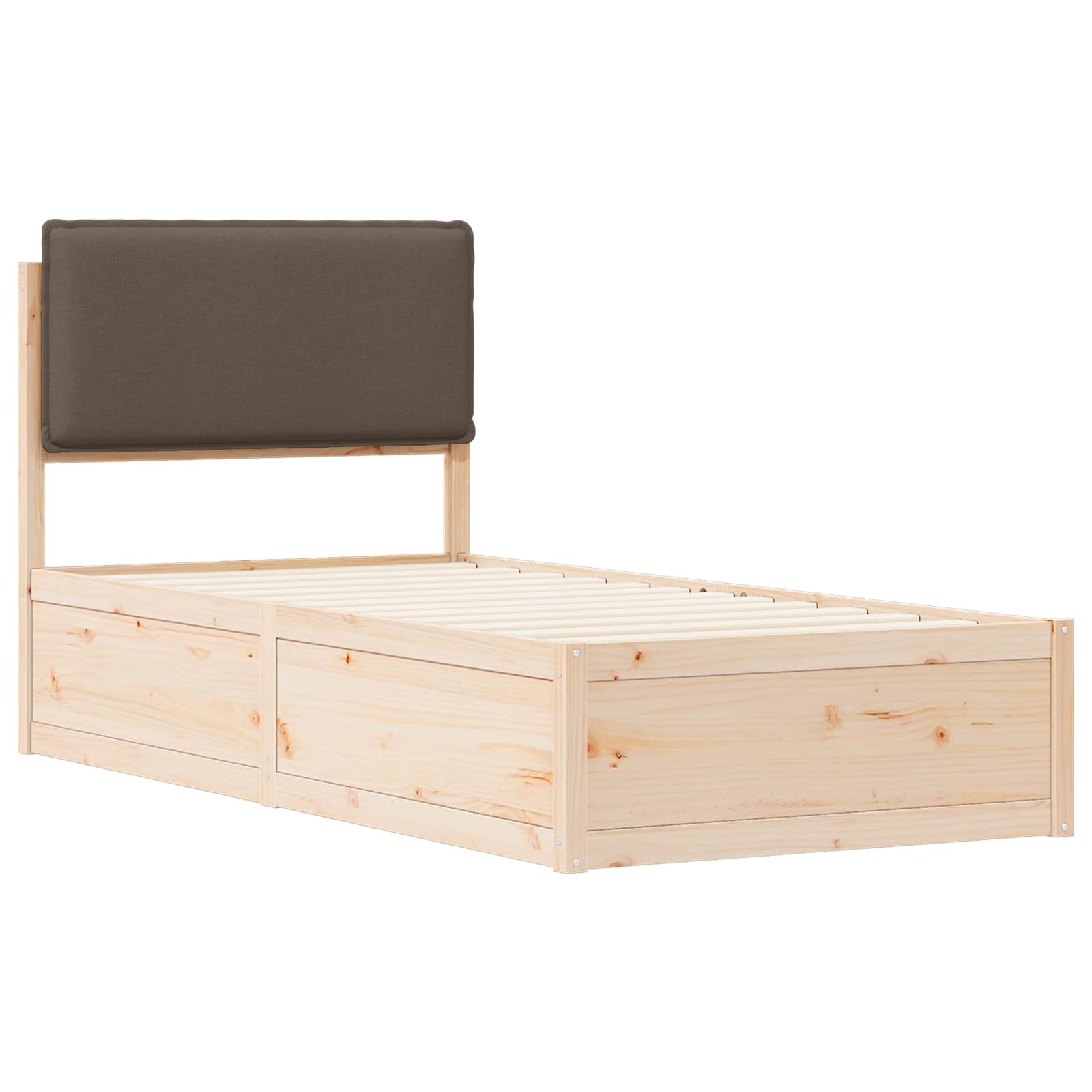 Cadre de lit avec tête de lit rembourrée Taupe 90 x 190 cm - XIOS