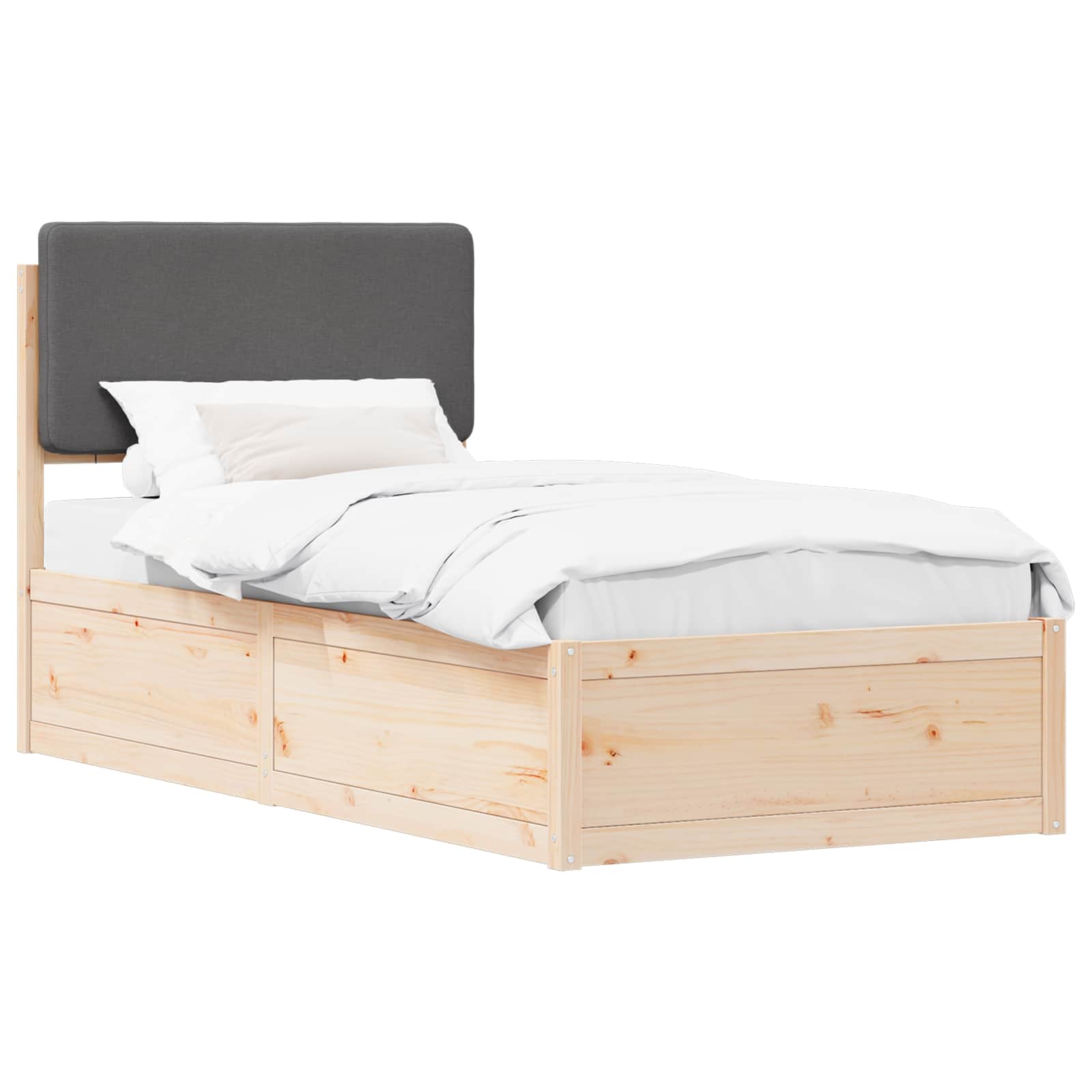 Cadre de lit avec tête de lit rembourrée Gris foncé 75 x 190 cm - XIOS
