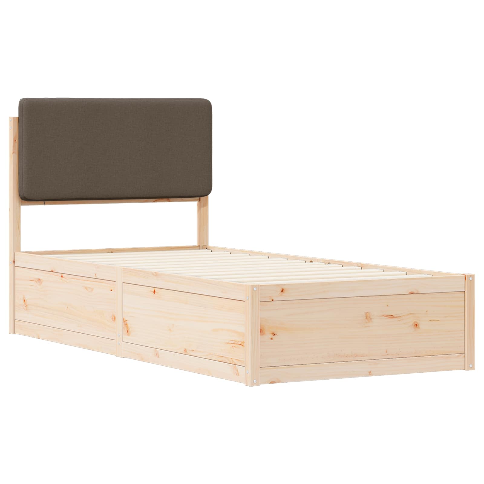 Cadre de lit avec tête de lit rembourrée Taupe 75 x 190 cm - XIOS
