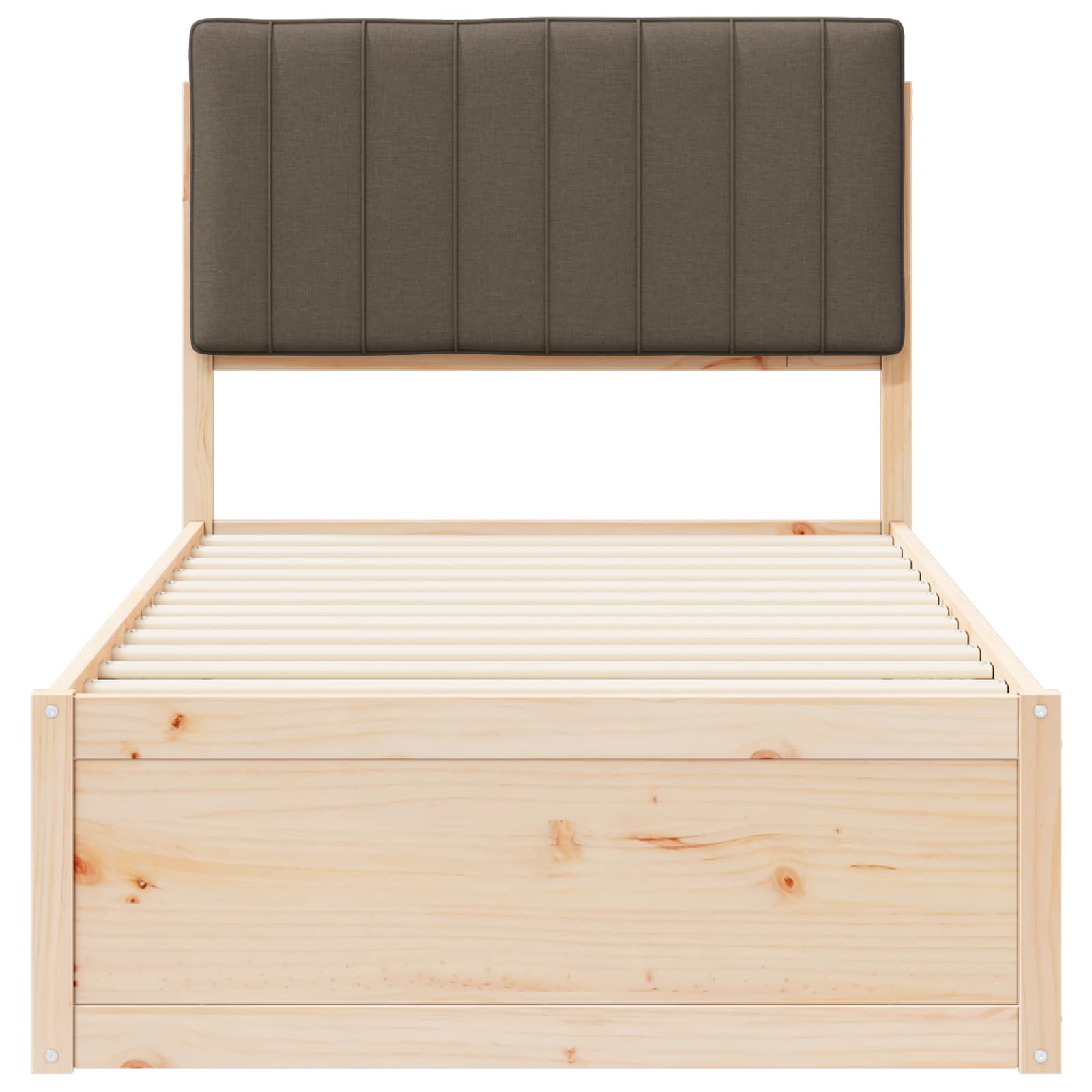 Cadre de lit avec tête de lit rembourrée Taupe 90 x 190 cm - XIOS