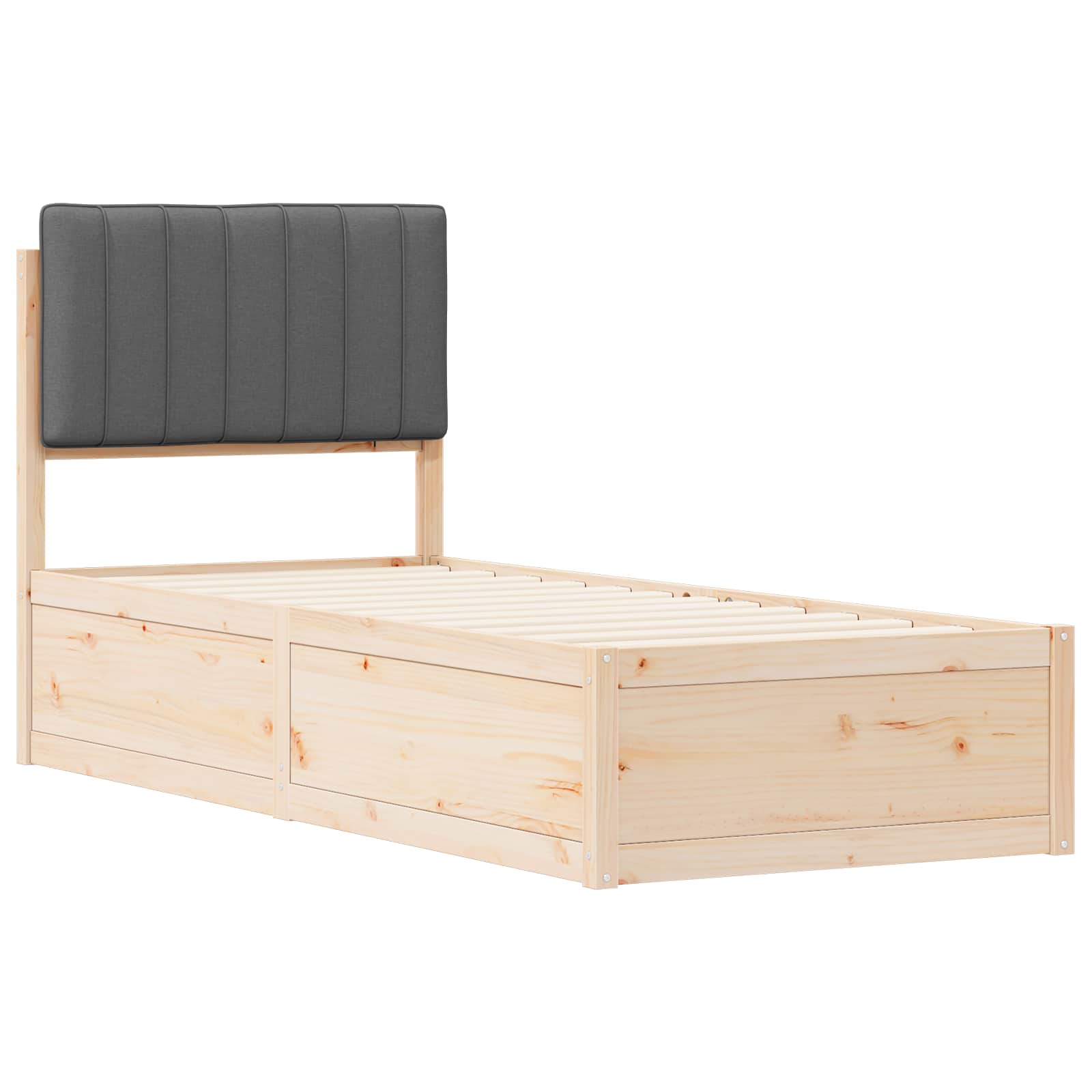 Cadre de lit avec tête de lit rembourrée Gris foncé 75 x 190 cm - XIOS