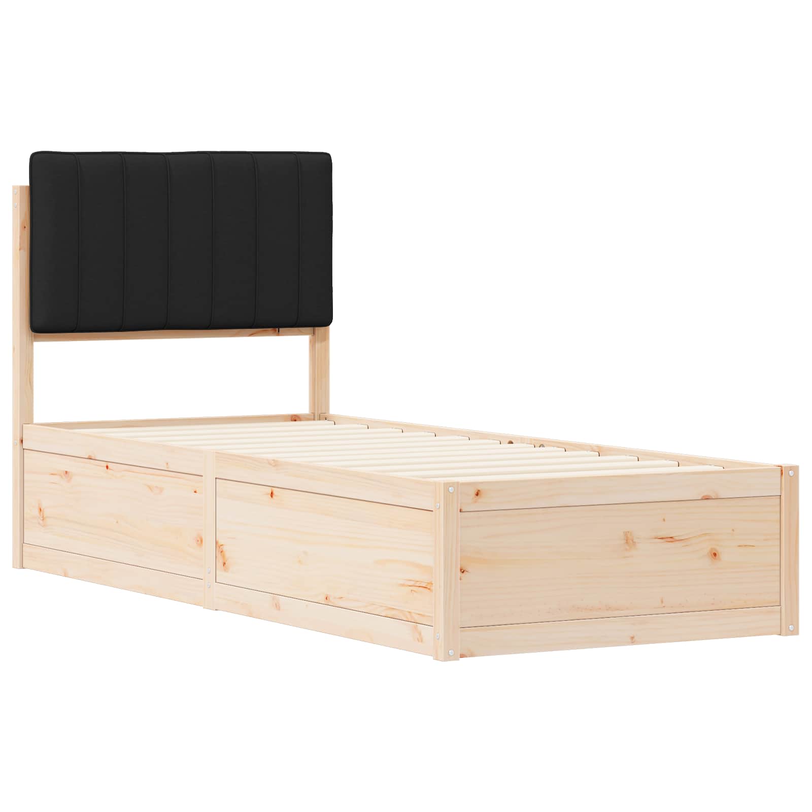 Cadre de lit avec tête de lit rembourrée Noir 75 x 190 cm - XIOS