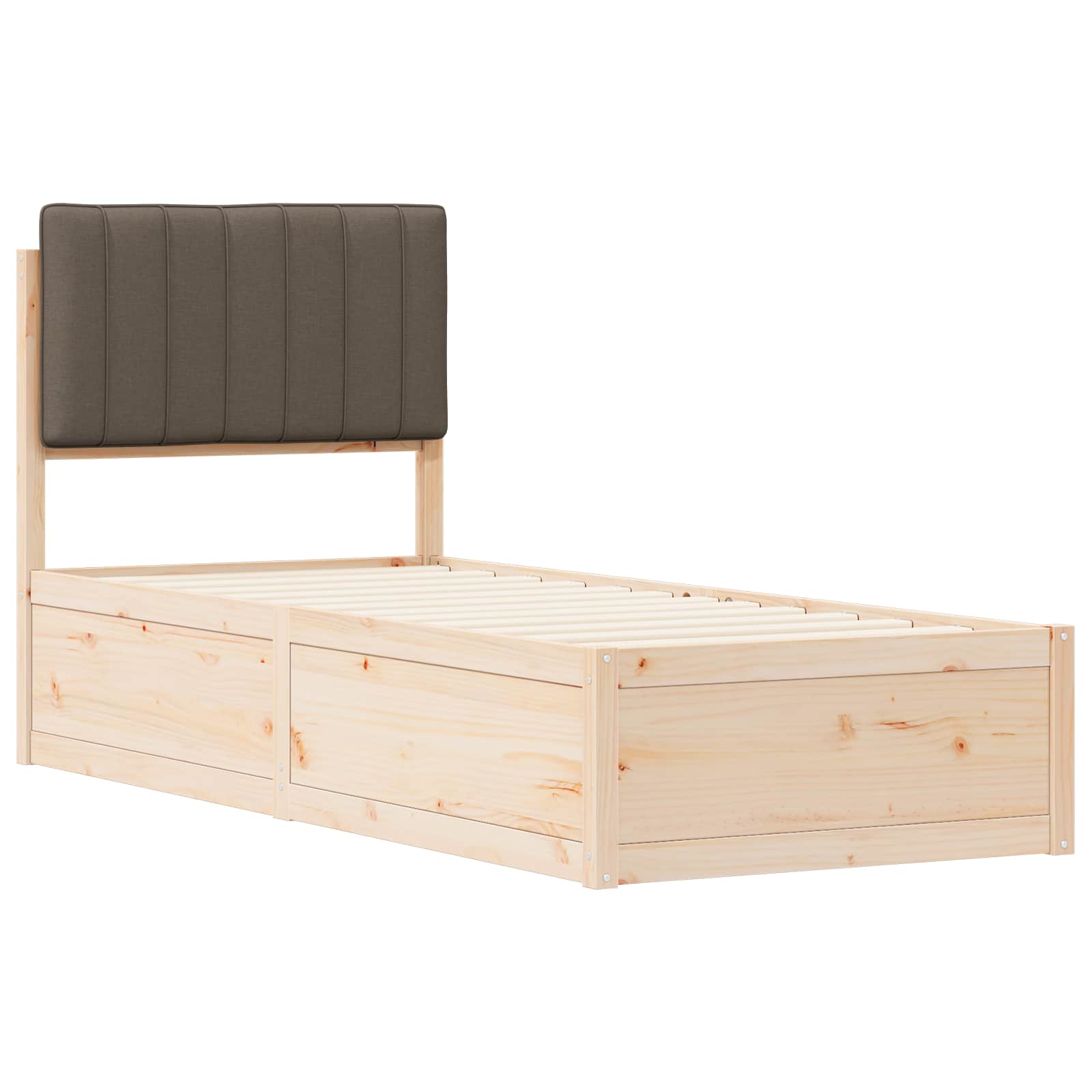 Cadre de lit avec tête de lit rembourrée Taupe 75 x 190 cm - XIOS