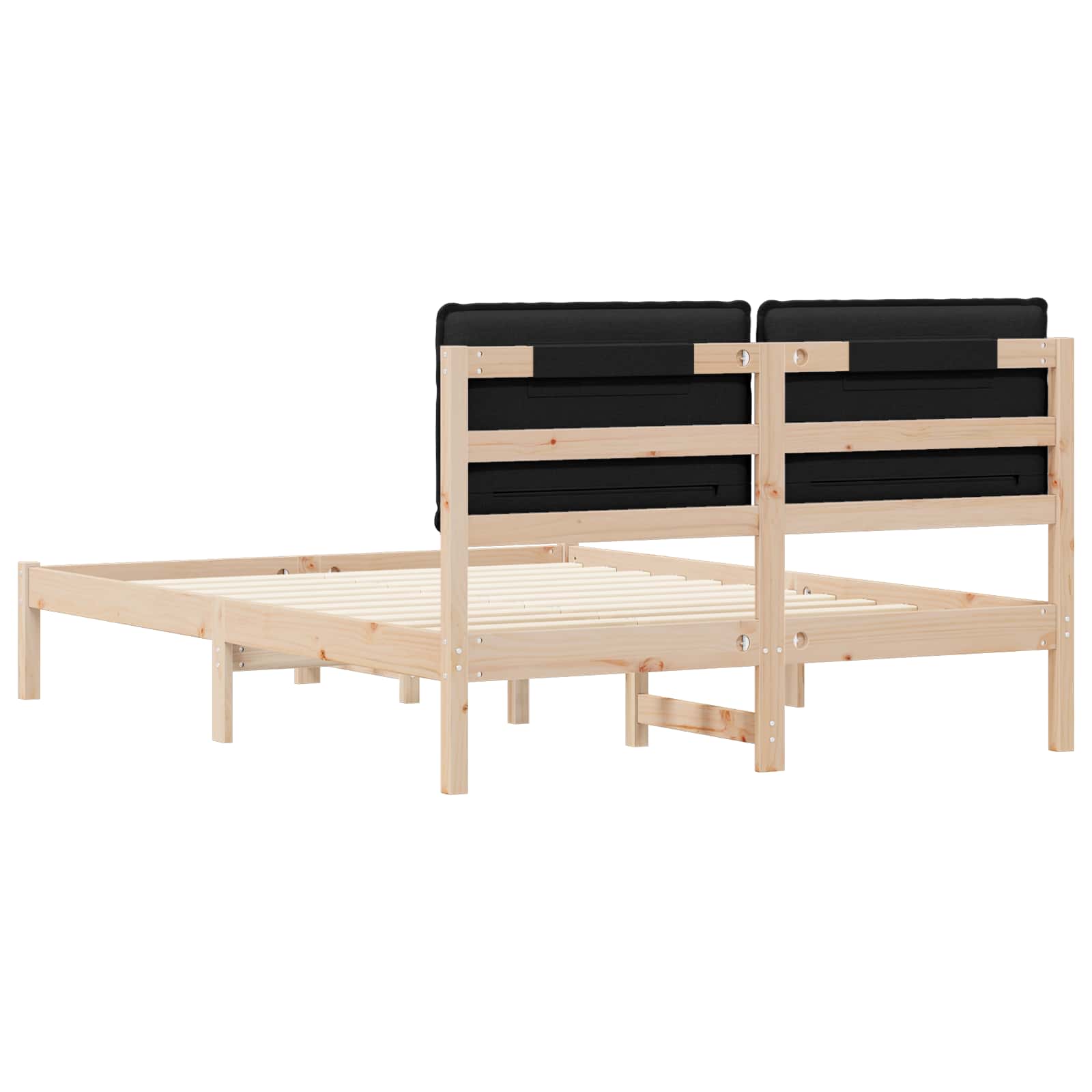 Cadre de lit avec tête de lit rembourrée Noir 140 x 190 cm - XIOS