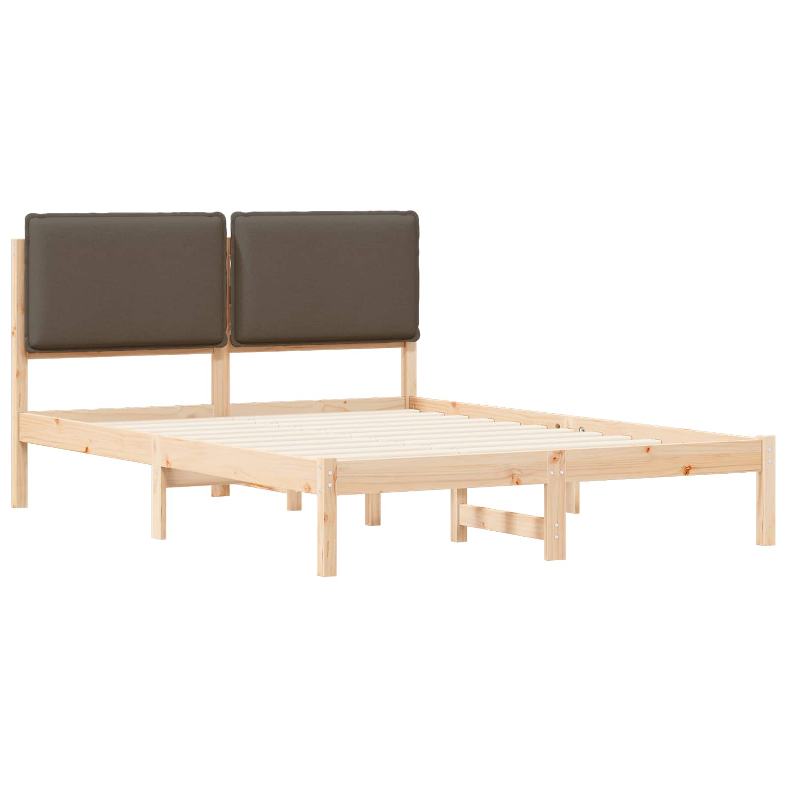 Cadre de lit avec tête de lit rembourrée Taupe 140 x 190 cm - XIOS