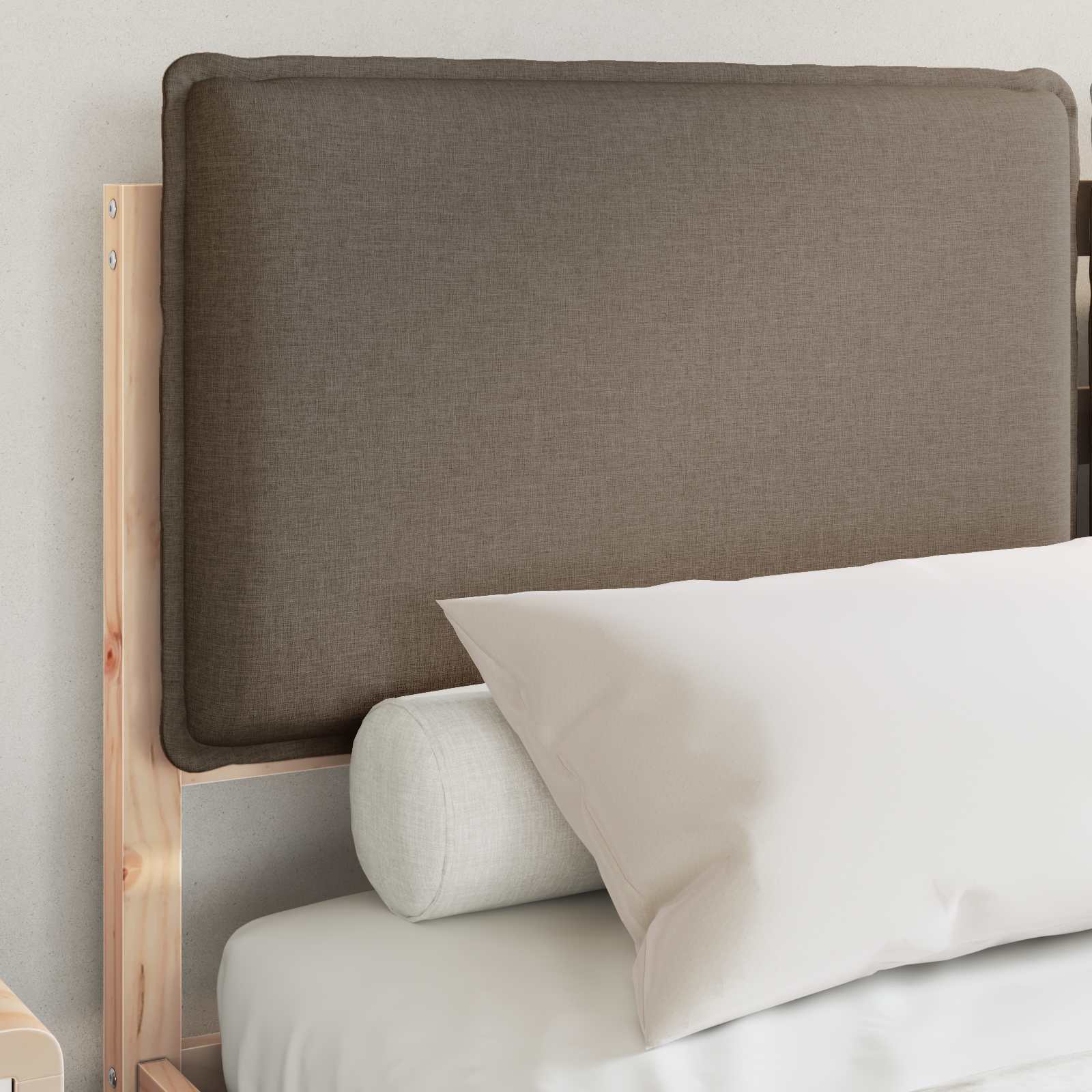 Cadre de lit avec tête de lit rembourrée Taupe 120 x 190 cm - XIOS