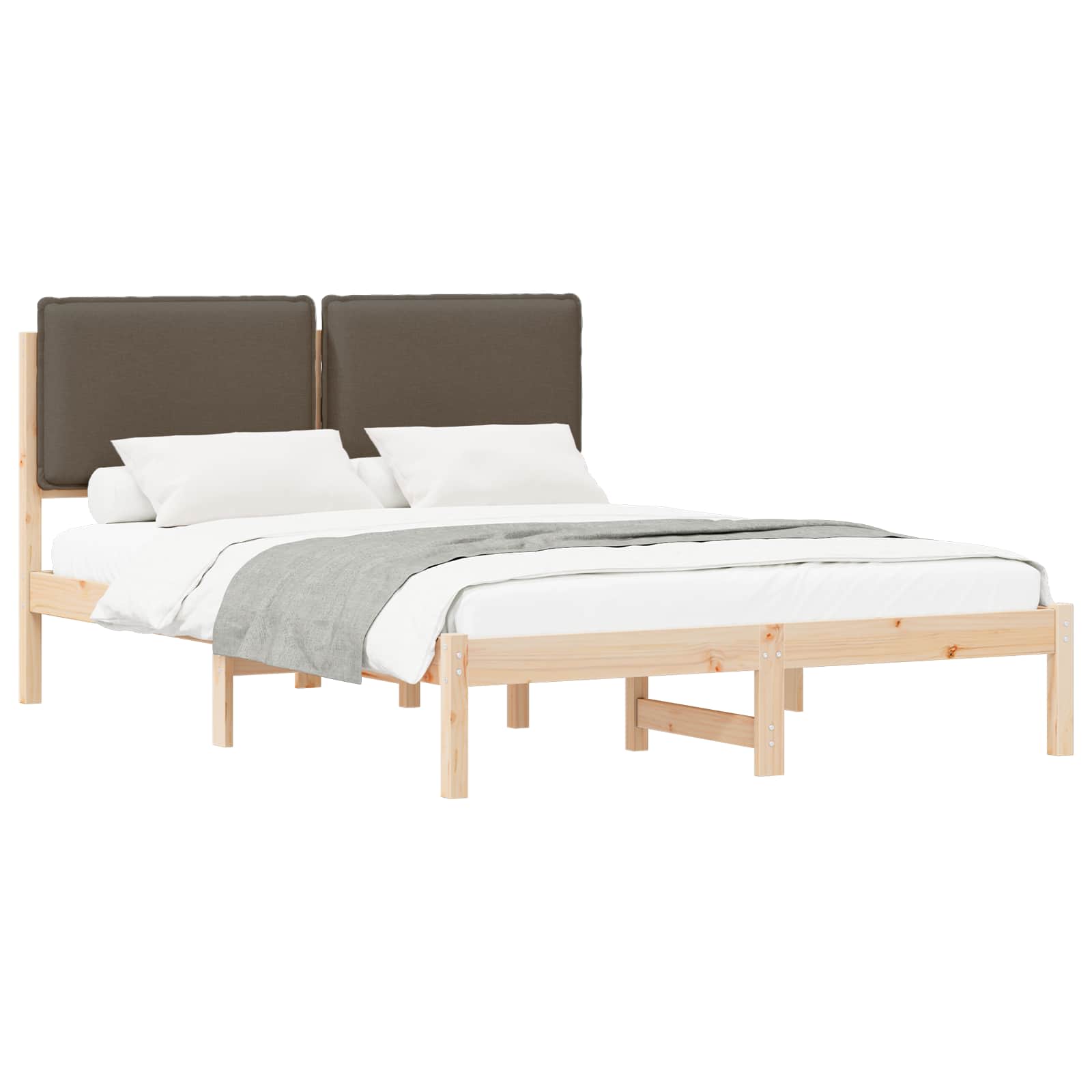 Cadre de lit avec tête de lit rembourrée Taupe 120 x 190 cm - XIOS
