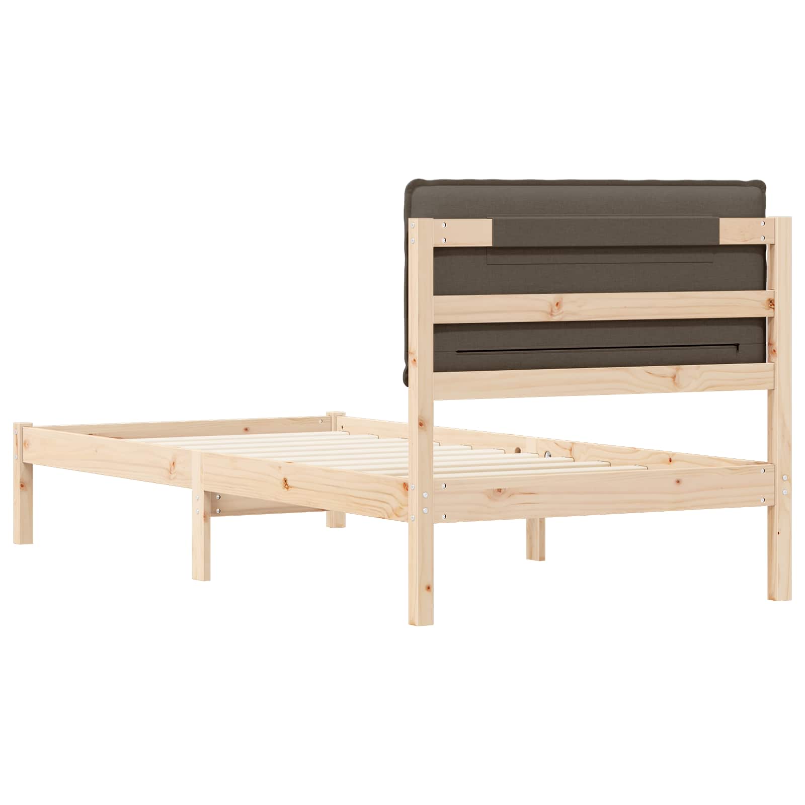 Cadre de lit avec tête de lit rembourrée Taupe 90 x 200 cm - XIOS