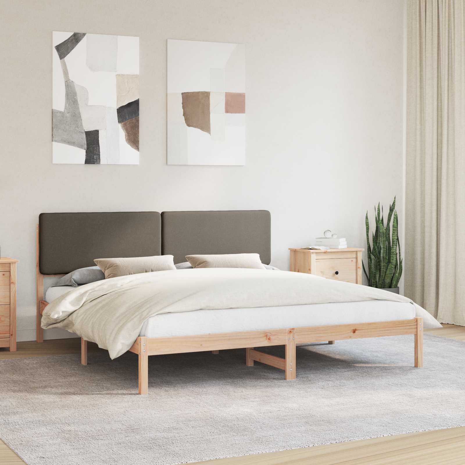 Cadre de lit avec tête de lit rembourrée Taupe 180 x 200 cm - XIOS