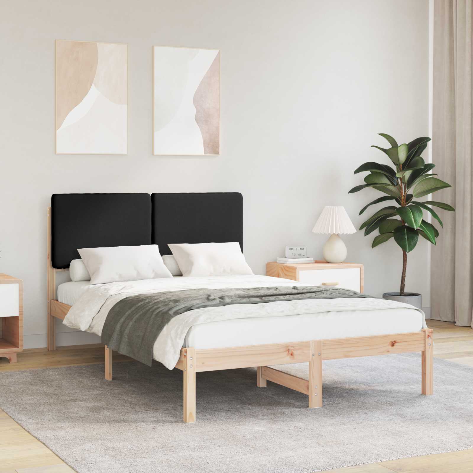 Cadre de lit avec tête de lit rembourrée Noir 120 x 190 cm - XIOS