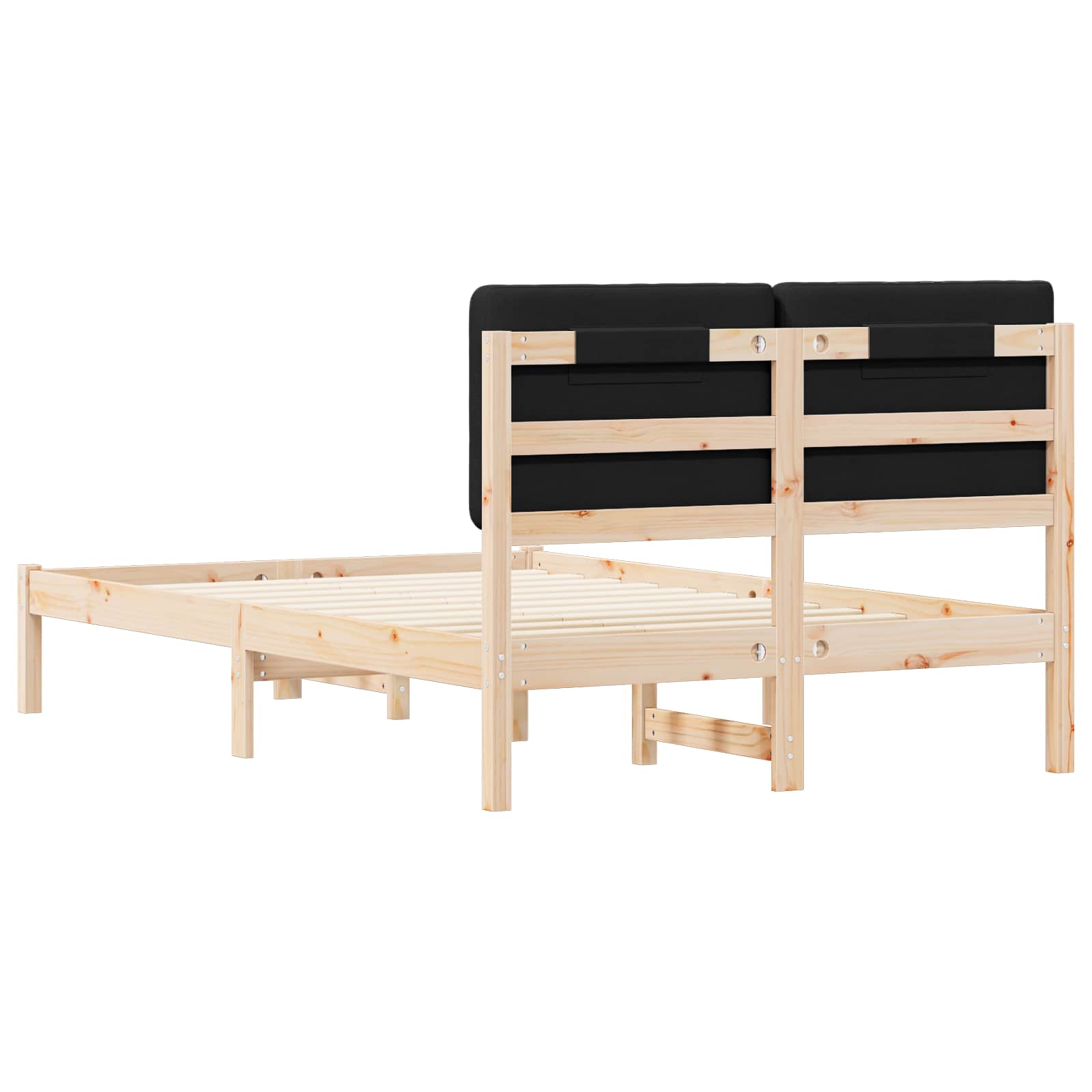 Cadre de lit avec tête de lit rembourrée Noir 120 x 190 cm - XIOS