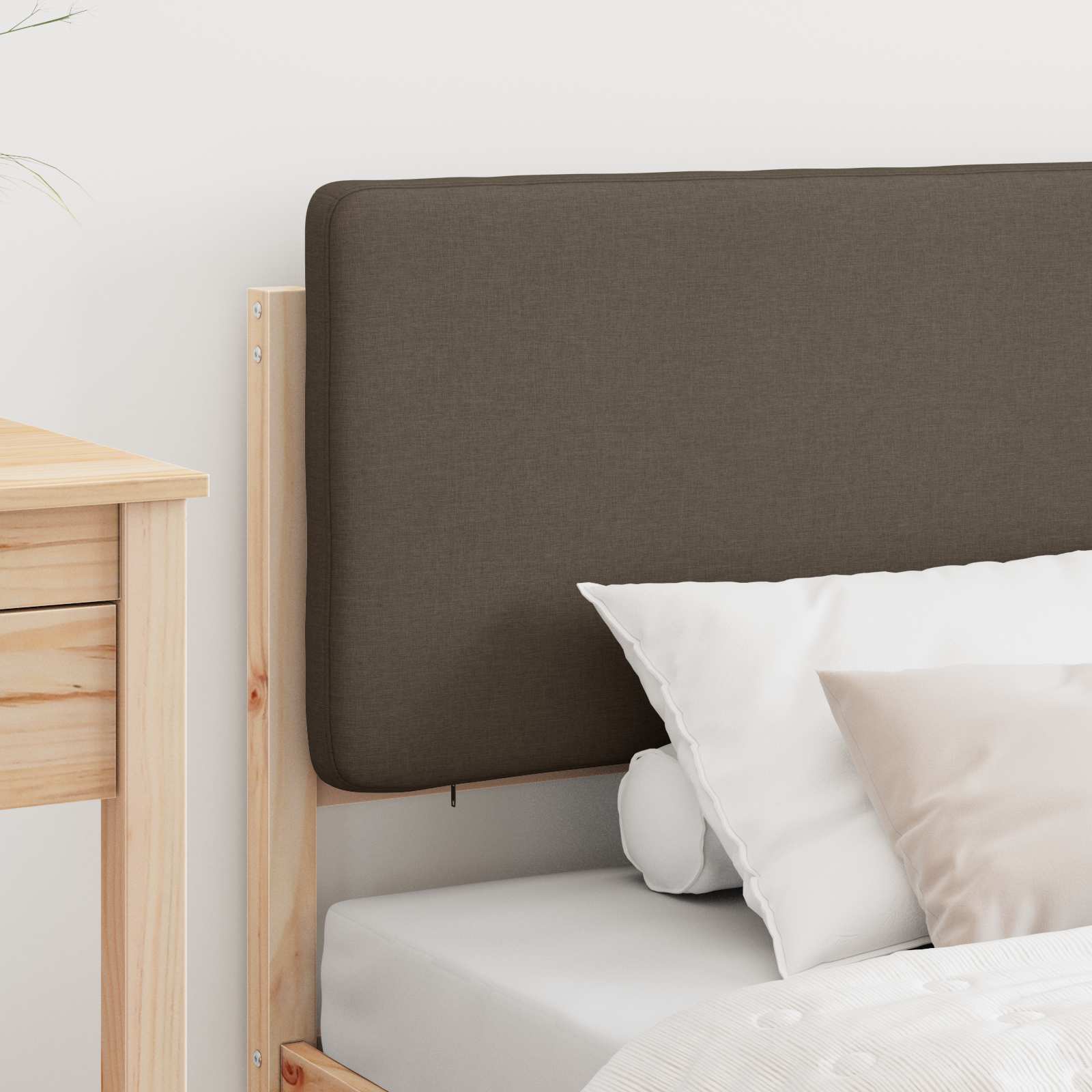 Cadre de lit avec tête de lit rembourrée Taupe 80 x 200 cm - XIOS