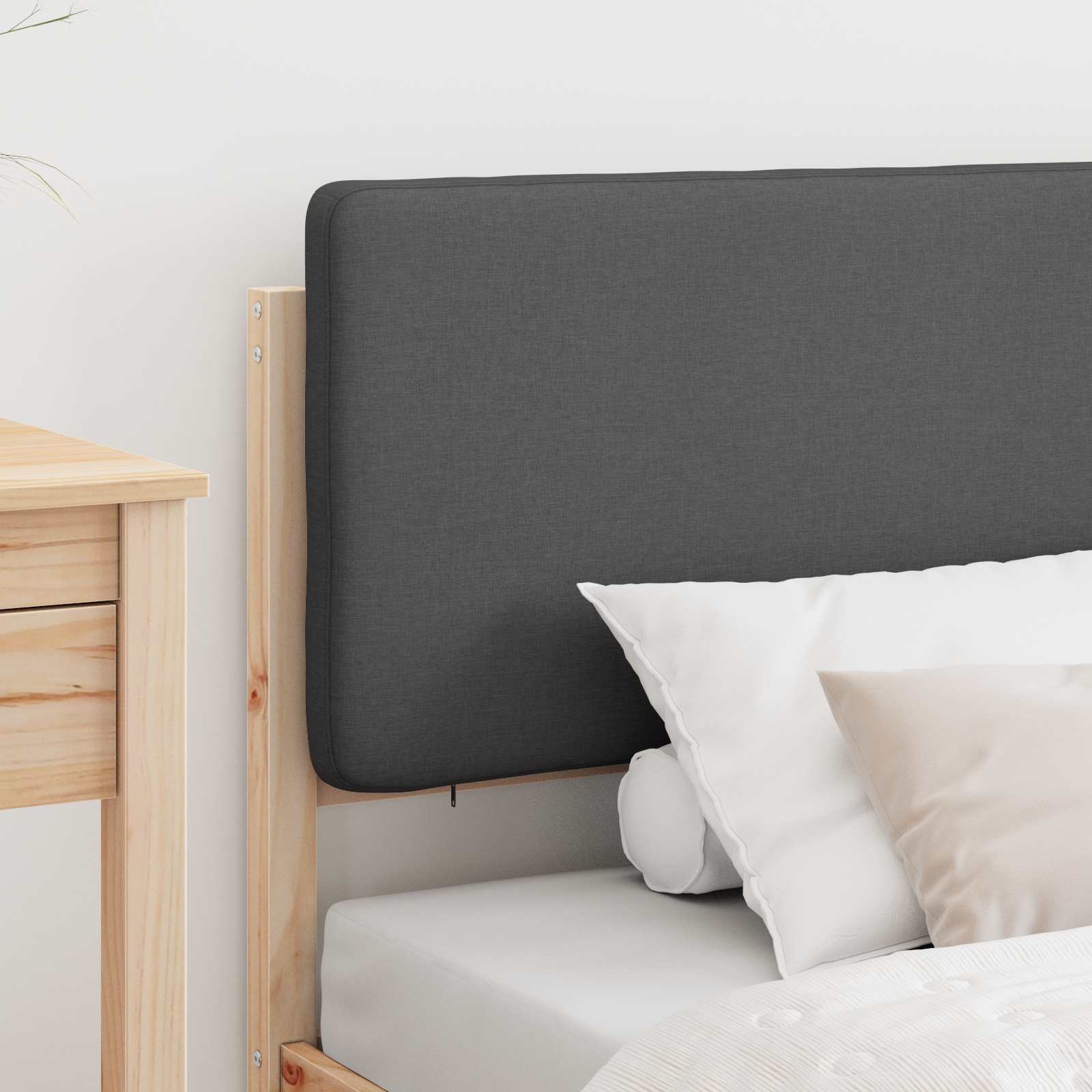 Cadre de lit avec tête de lit rembourrée Gris foncé 75 x 190 cm - XIOS