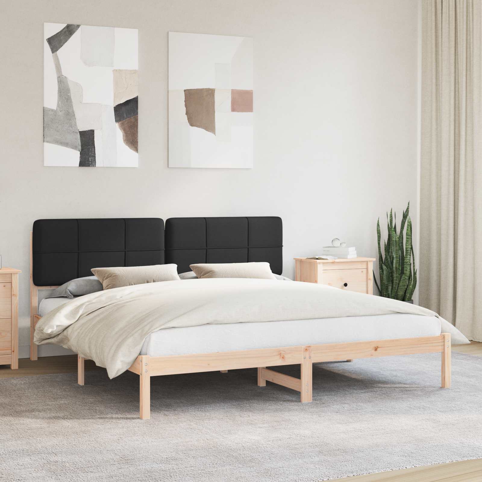 Cadre de lit avec tête de lit rembourrée Noir 180 x 200 cm - XIOS