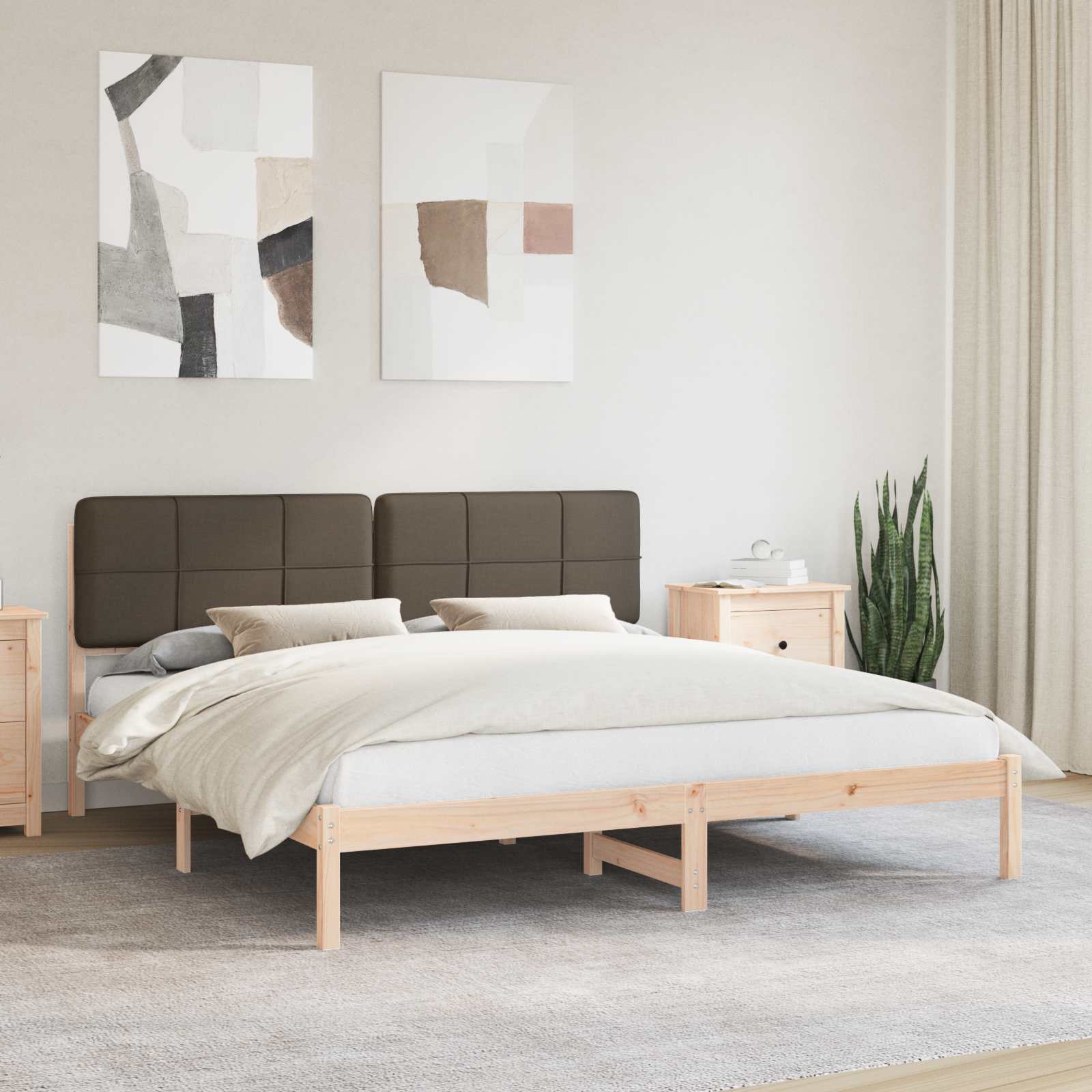 Cadre de lit avec tête de lit rembourrée Taupe 180 x 200 cm - XIOS