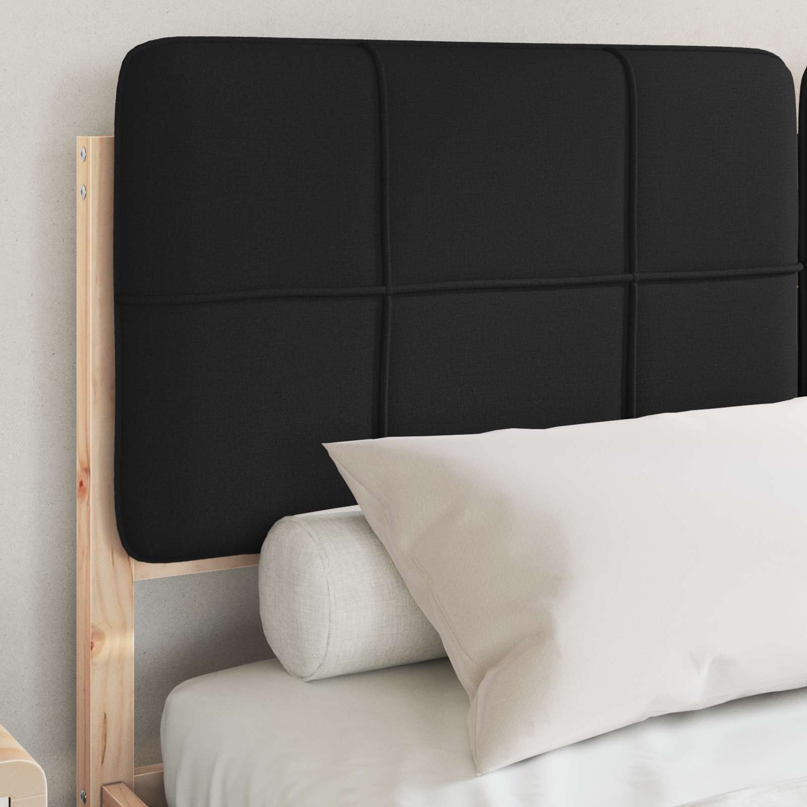 Cadre de lit avec tête de lit rembourrée Noir 140 x 190 cm - XIOS