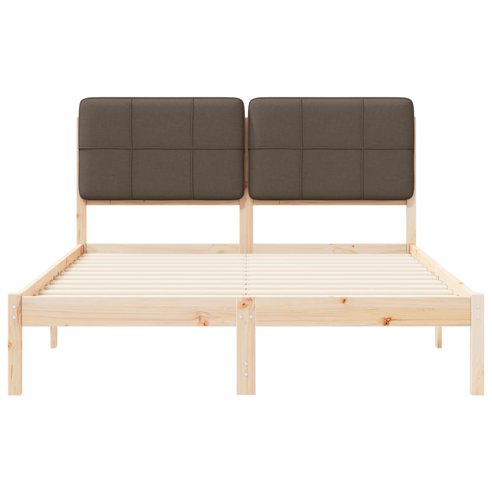 Cadre de lit avec tête de lit rembourrée Taupe 140 x 190 cm - XIOS