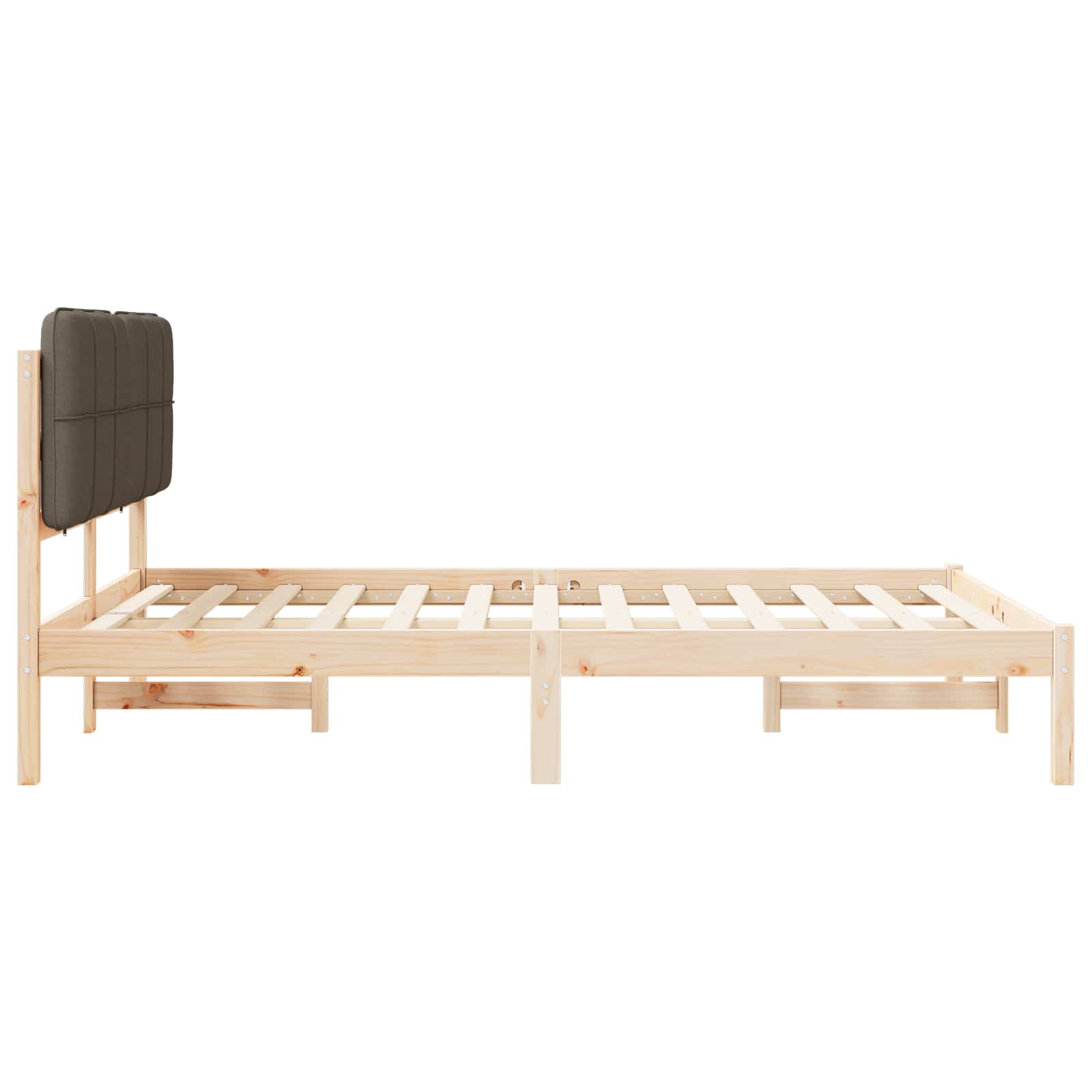 Cadre de lit avec tête de lit rembourrée Taupe 140 x 190 cm - XIOS