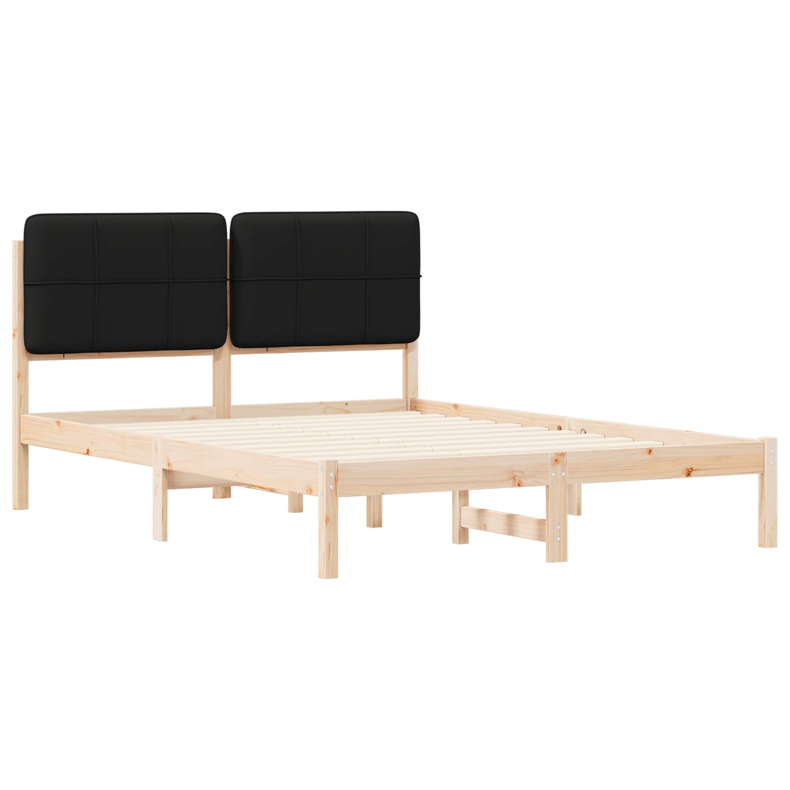 Cadre de lit avec tête de lit rembourrée Noir 135 x 190 cm - XIOS
