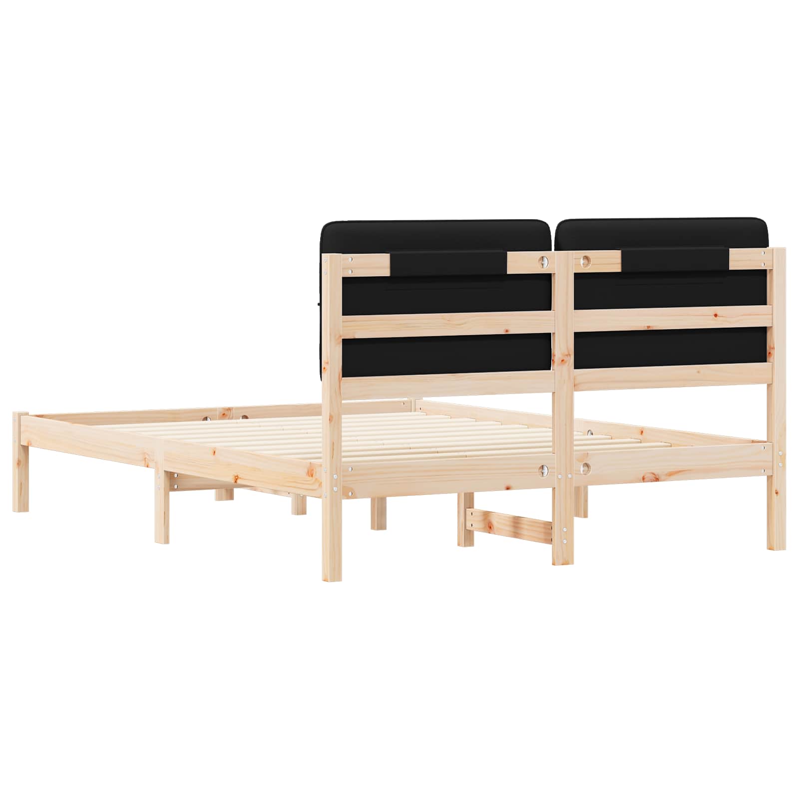 Cadre de lit avec tête de lit rembourrée Noir 135 x 190 cm - XIOS