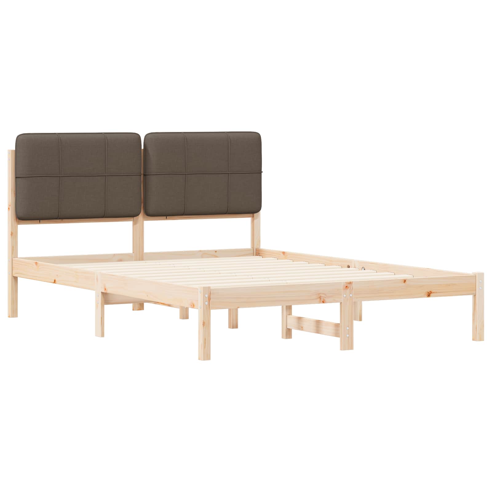 Cadre de lit avec tête de lit rembourrée Taupe 135 x 190 cm - XIOS