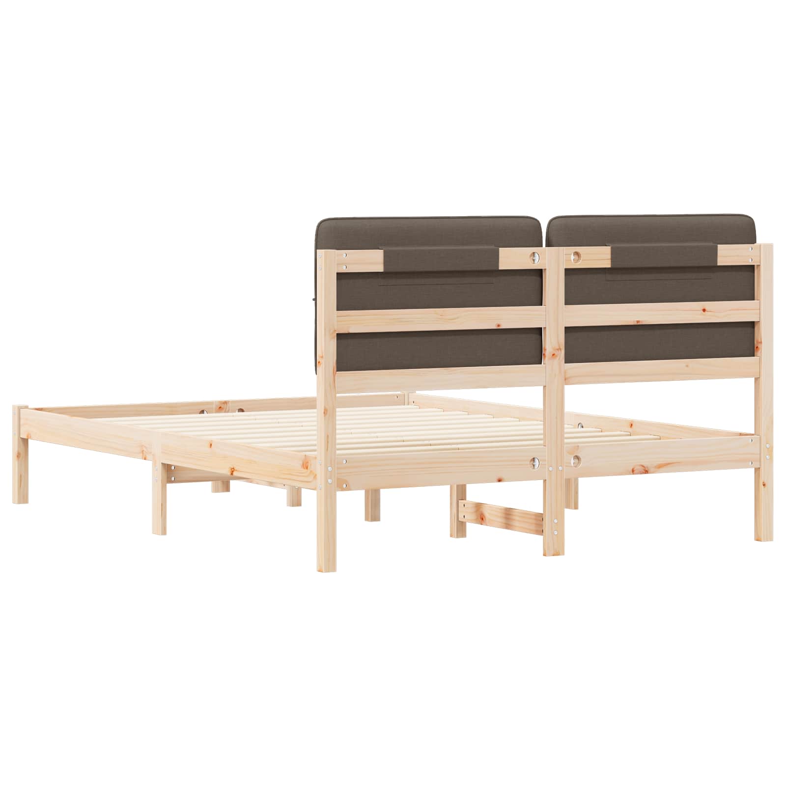 Cadre de lit avec tête de lit rembourrée Taupe 135 x 190 cm - XIOS
