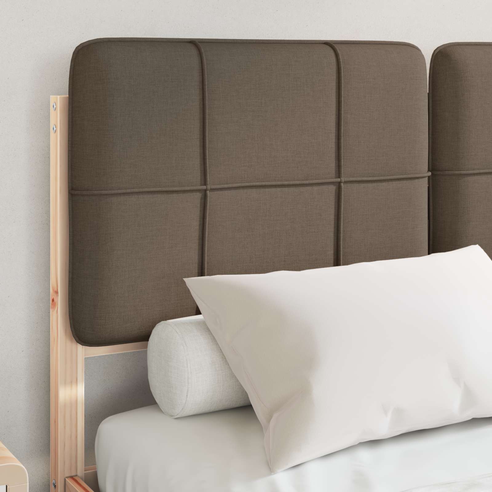 Cadre de lit avec tête de lit rembourrée Taupe 120 x 190 cm - XIOS