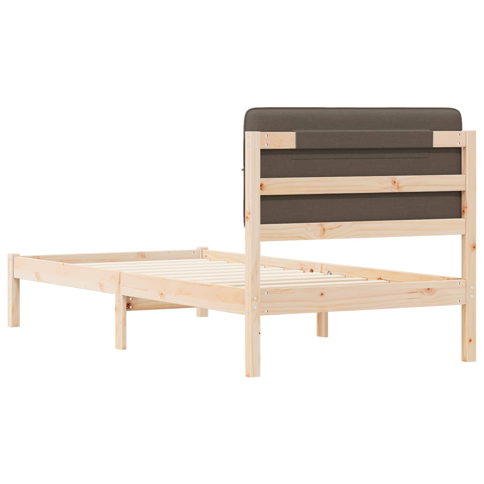 Cadre de lit avec tête de lit rembourrée Taupe 90 x 190 cm - XIOS