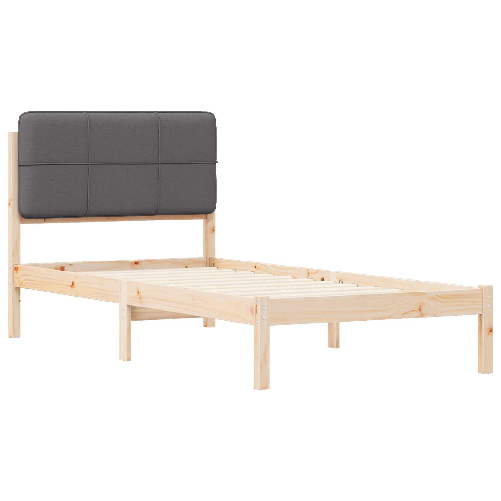 Cadre de lit avec tête de lit rembourrée Gris foncé 75 x 190 cm - XIOS