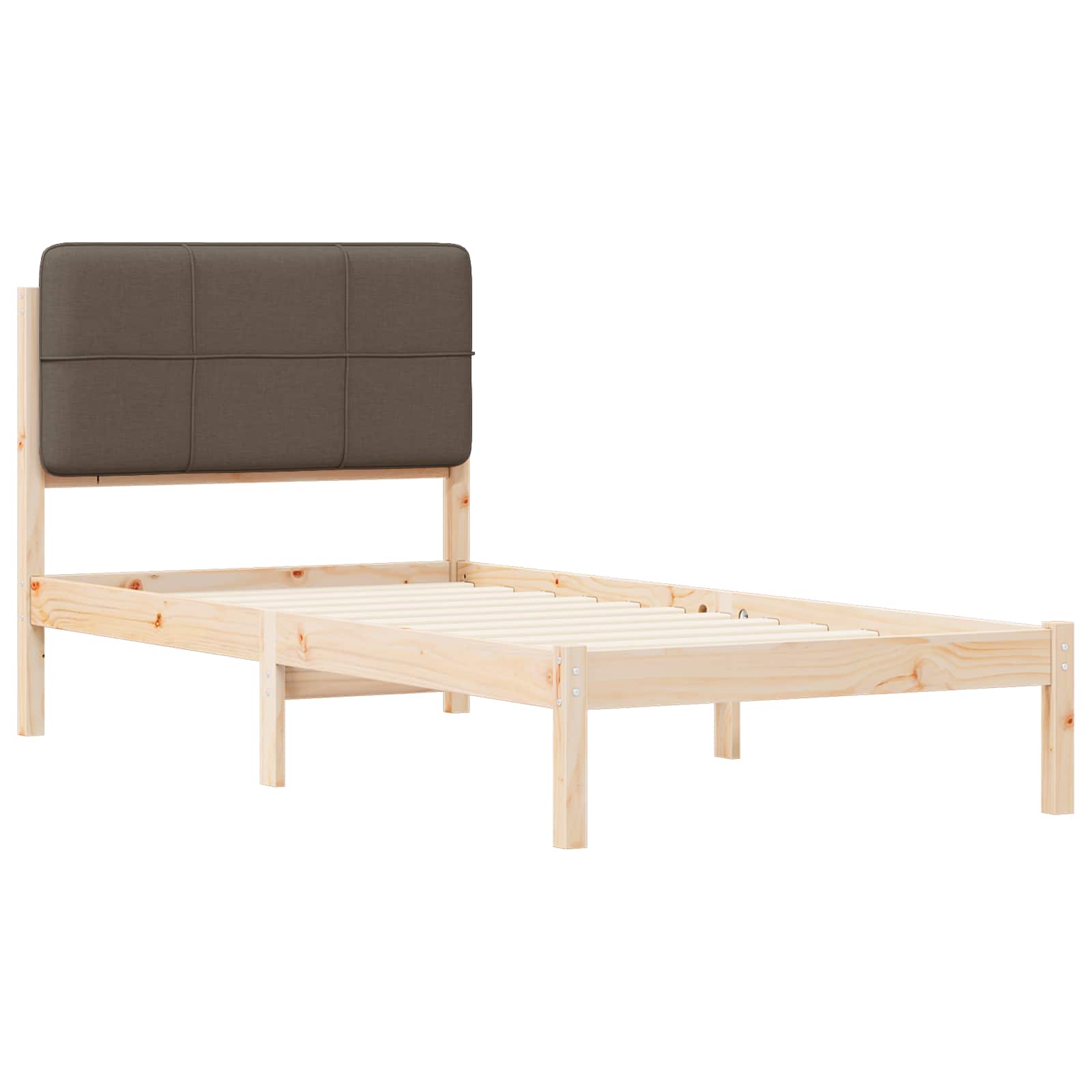 Cadre de lit avec tête de lit rembourrée Taupe 75 x 190 cm - XIOS