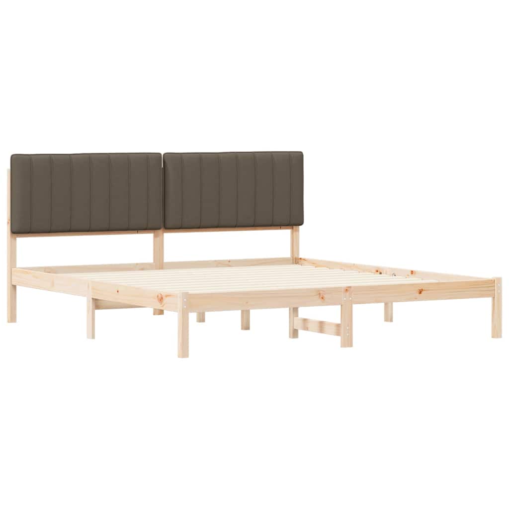Cadre de lit avec tête de lit rembourrée Taupe 180 x 200 cm - XIOS